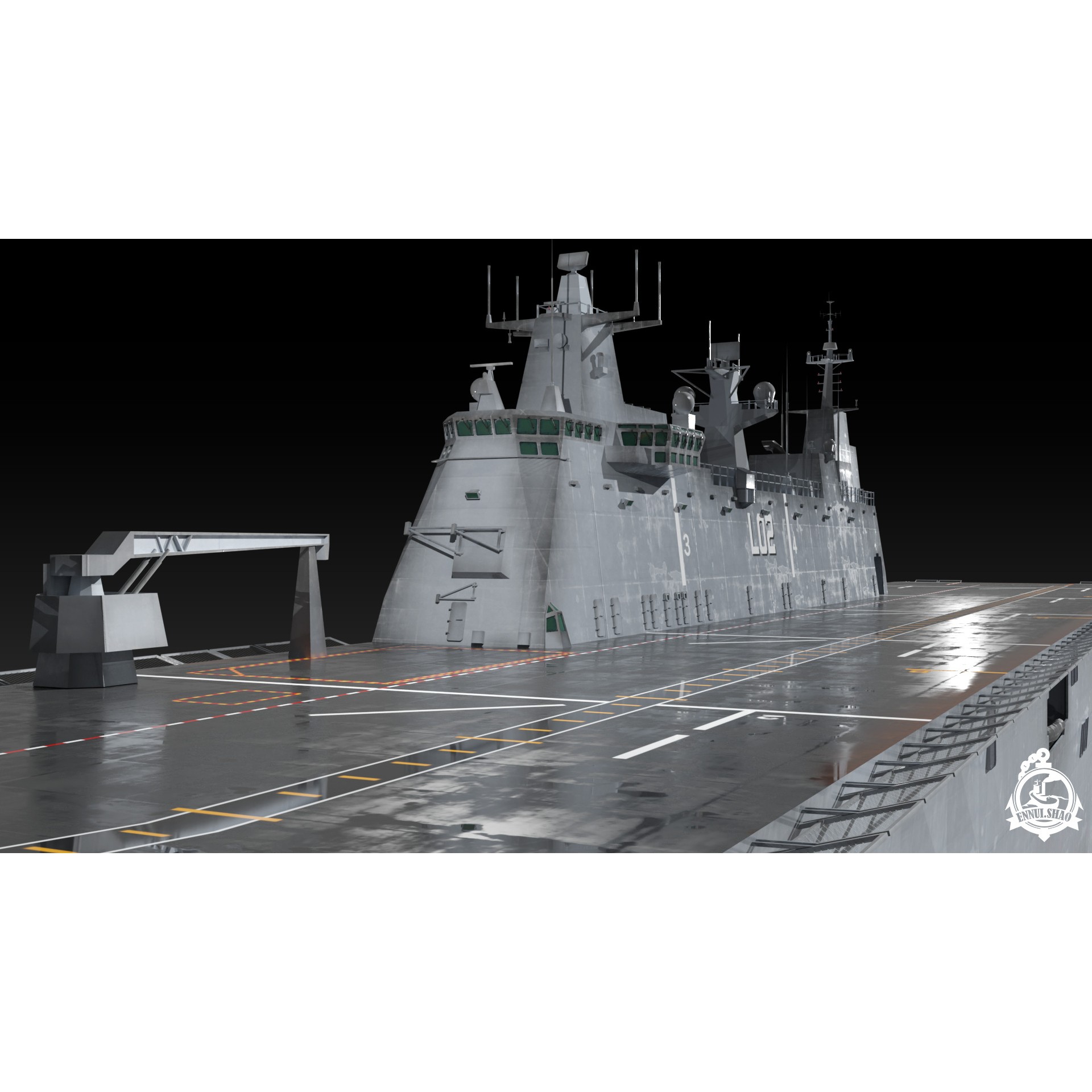 HMAS Canberra - Low-Poly Game-Ready 3D Model - View 10