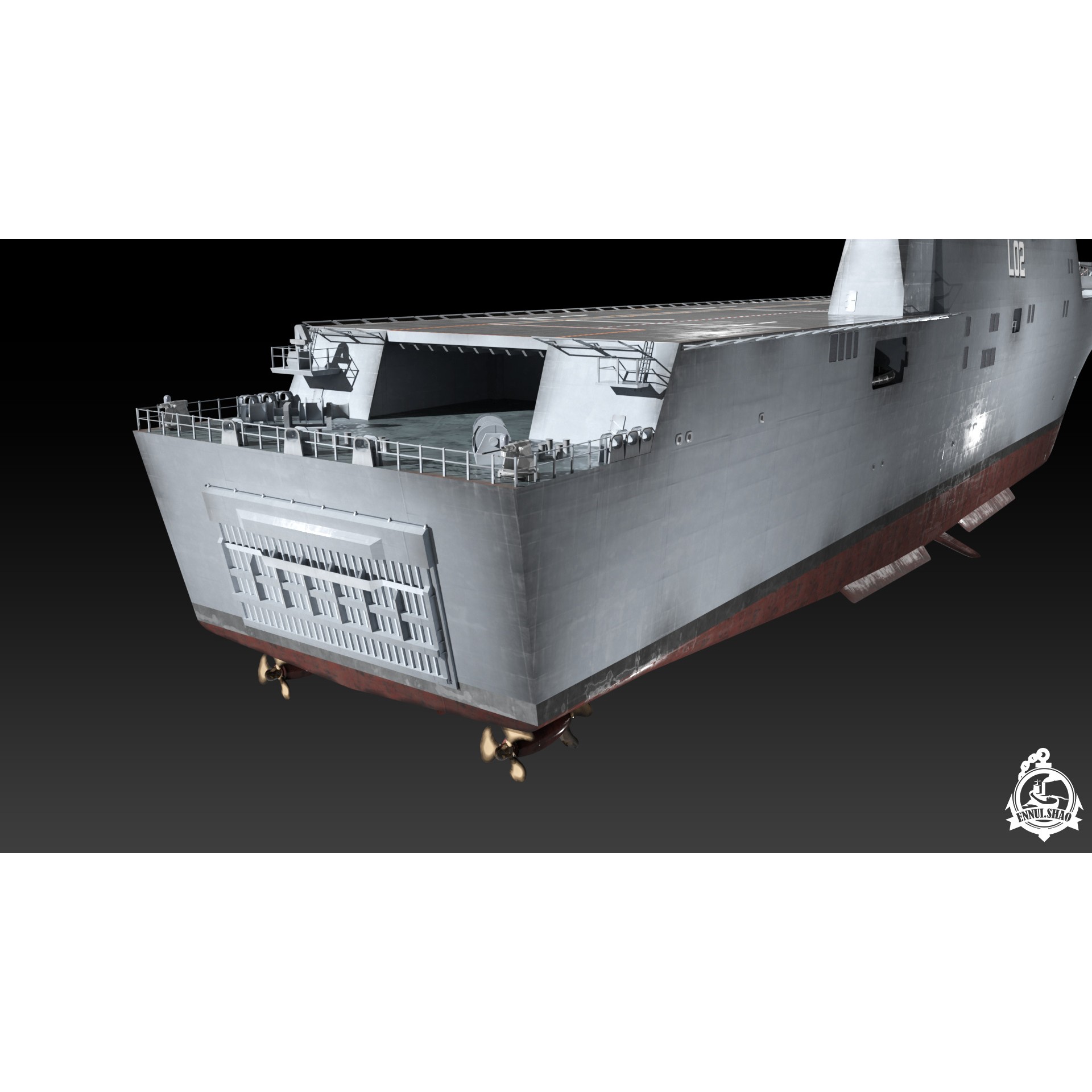 HMAS Canberra - Low-Poly Game-Ready 3D Model - View 12