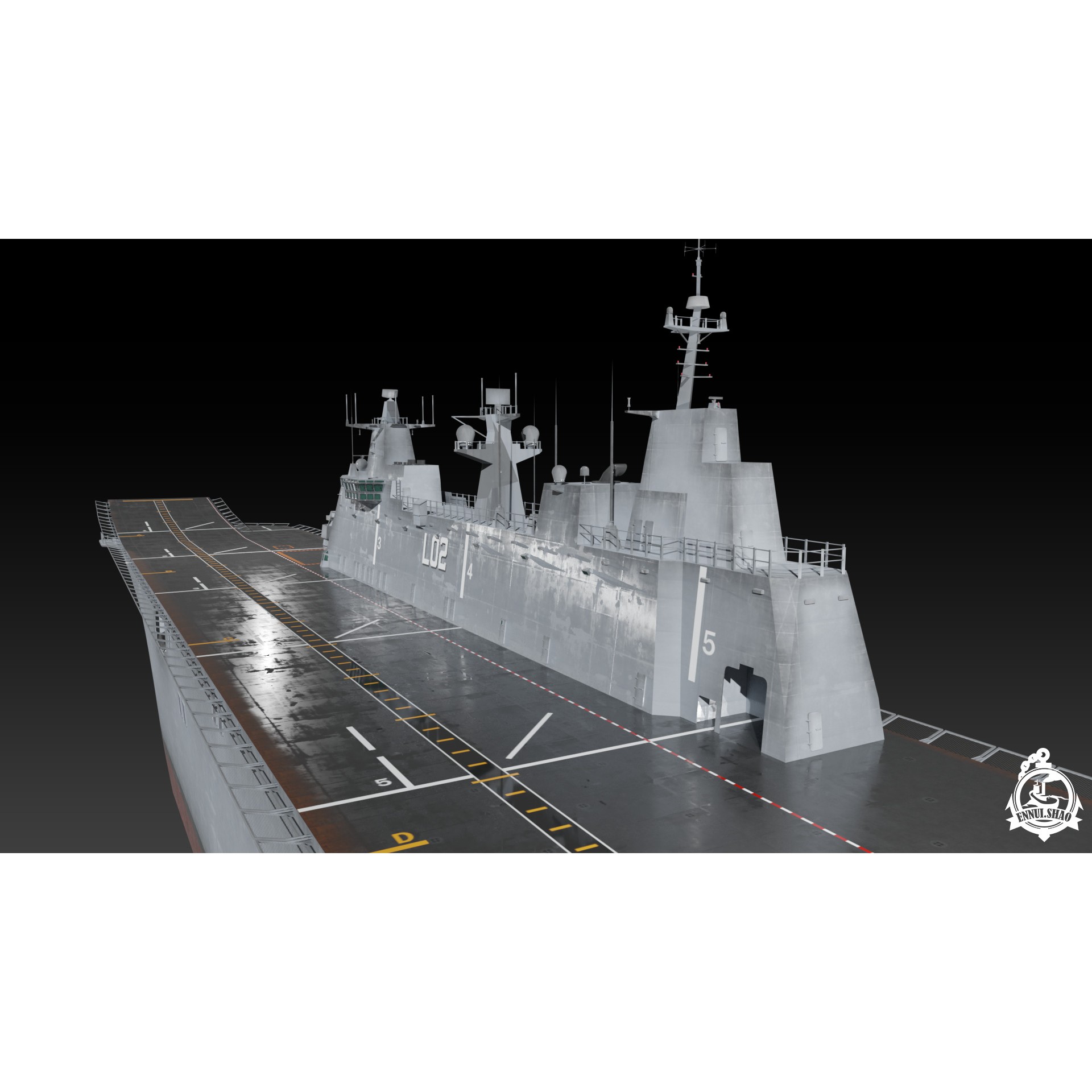 HMAS Canberra - Low-Poly Game-Ready 3D Model - View 14