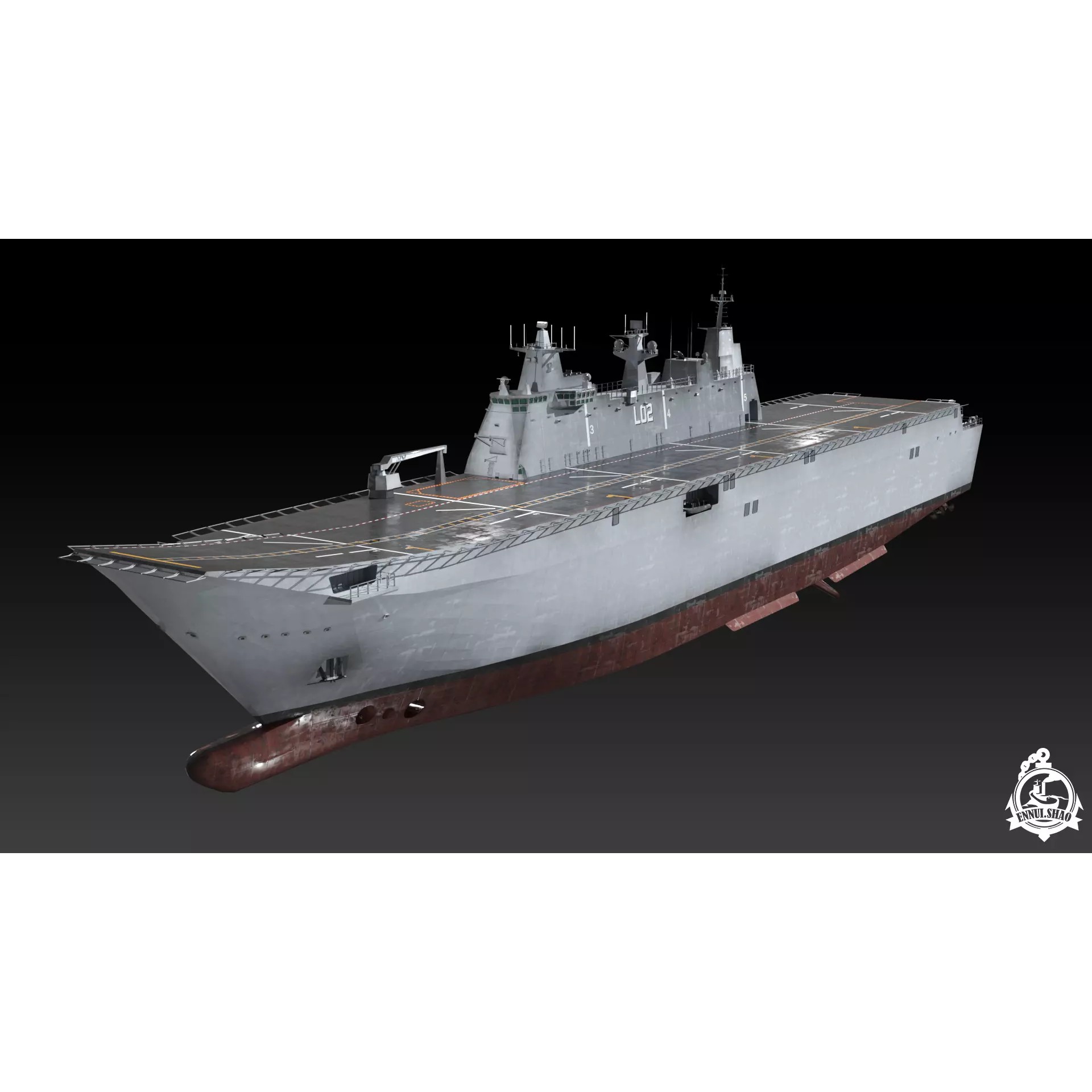 HMAS Canberra - Low-Poly Game-Ready 3D Model - View 2
