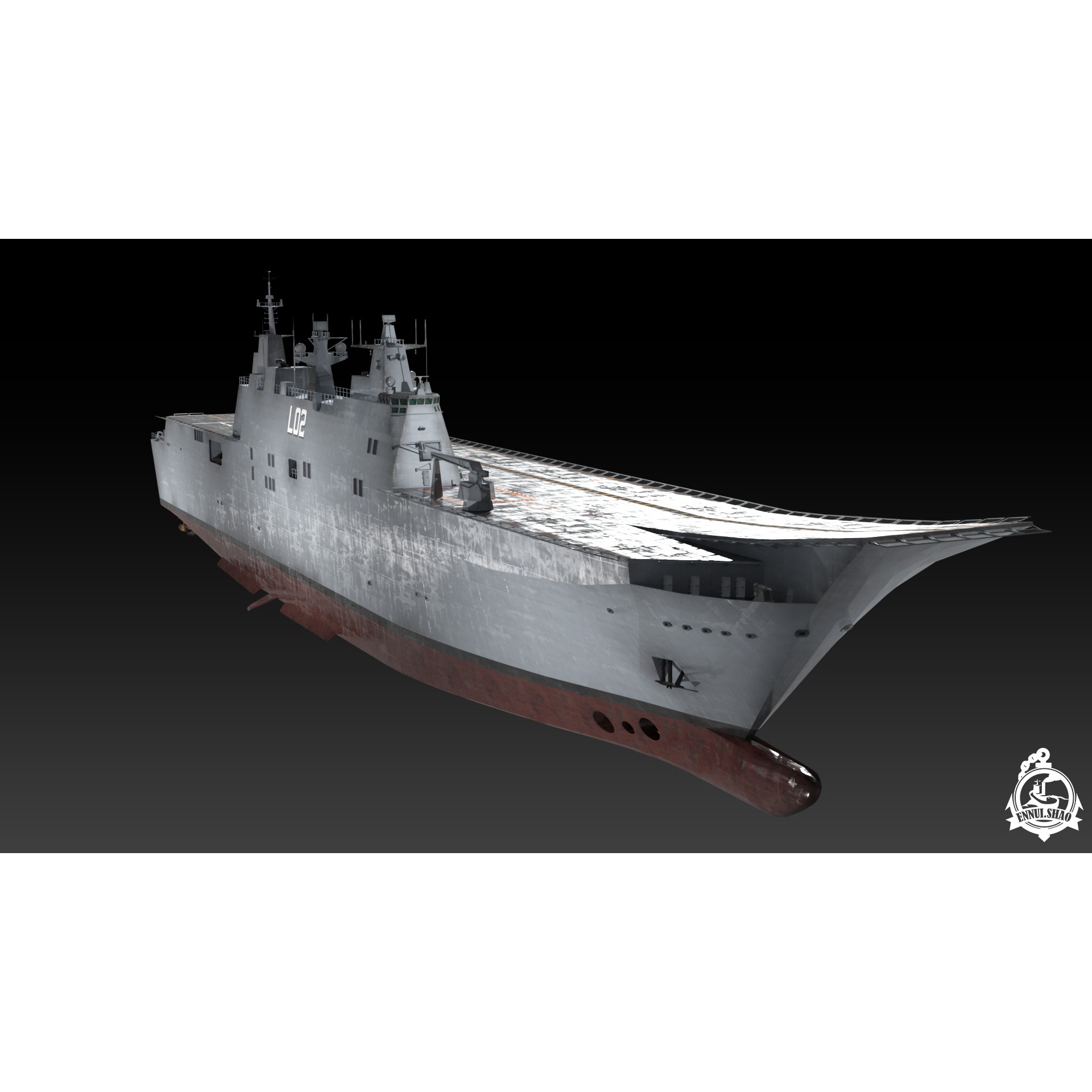 HMAS Canberra - Low-Poly Game-Ready 3D Model - View 3