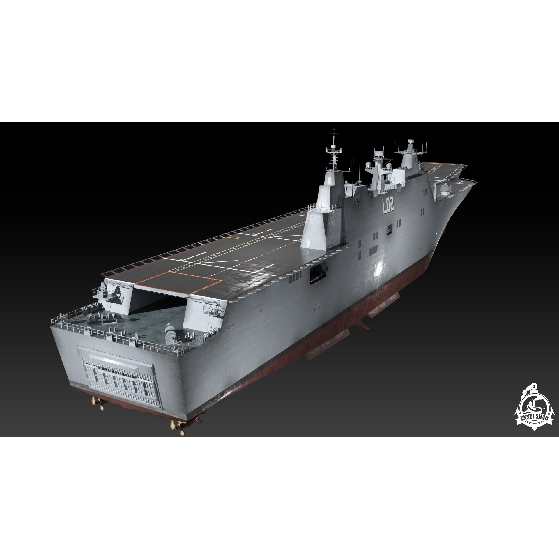 HMAS Canberra - Low-Poly Game-Ready 3D Model - View 5