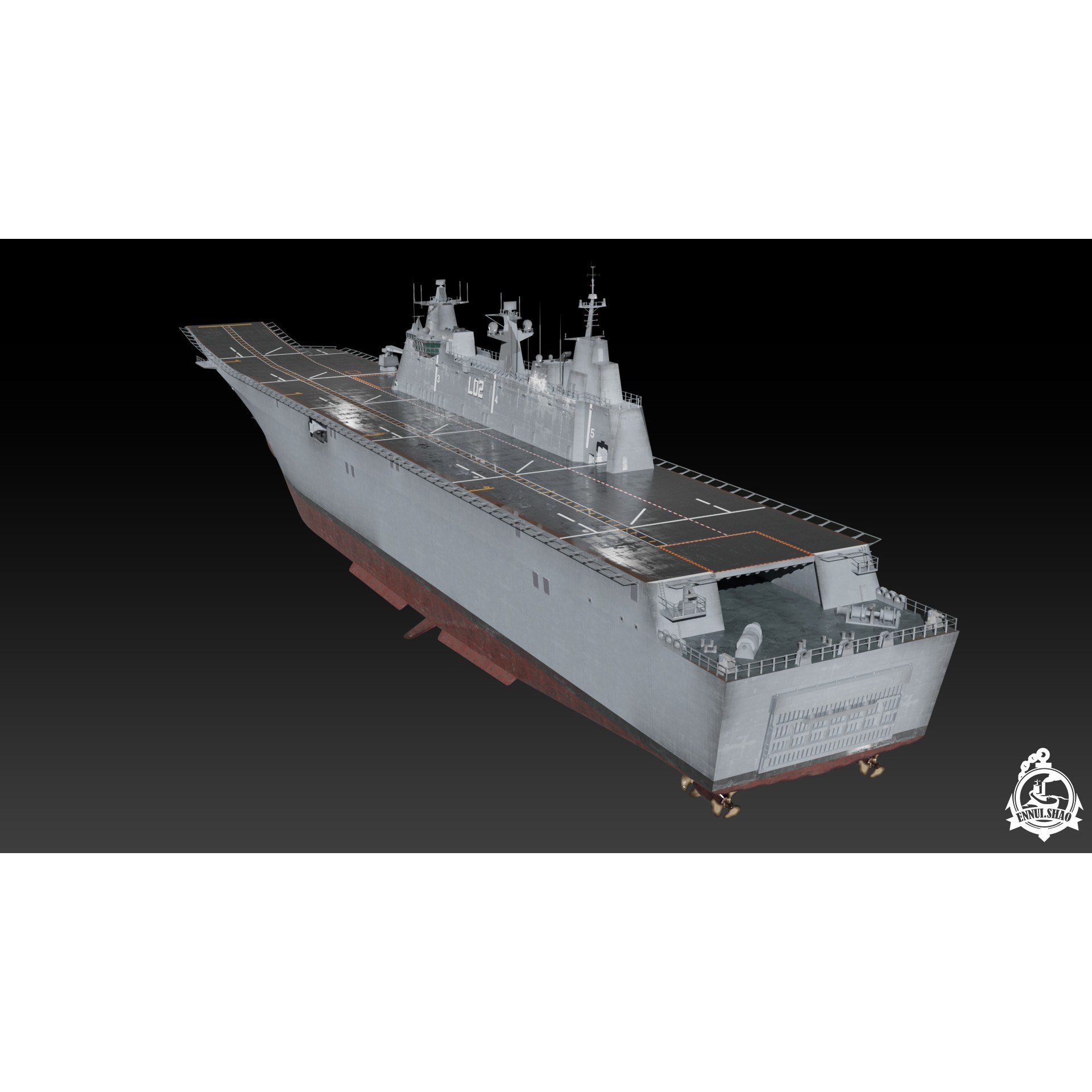 HMAS Canberra - Low-Poly Game-Ready 3D Model - View 6