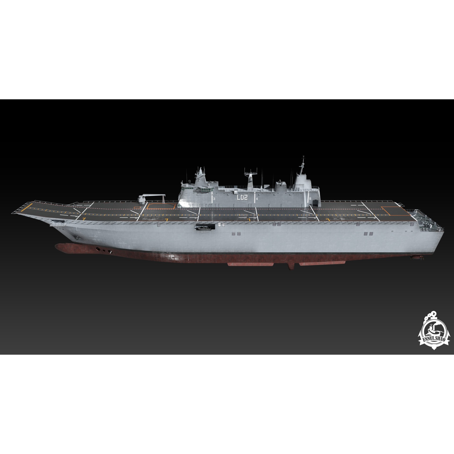 HMAS Canberra - Low-Poly Game-Ready 3D Model - View 7