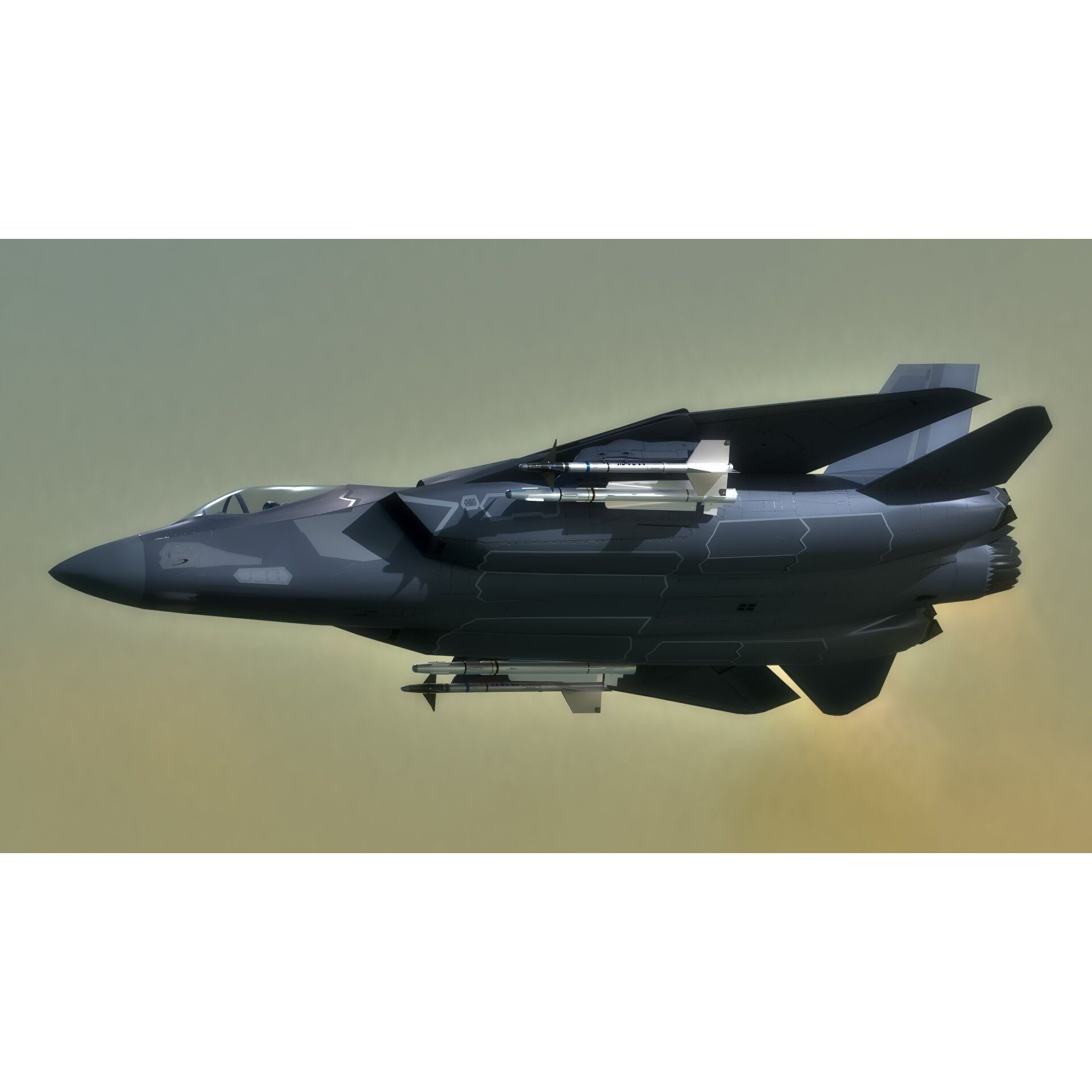 Custom Fighter Jet - Low-Poly Game-Ready 3D Model - View 15