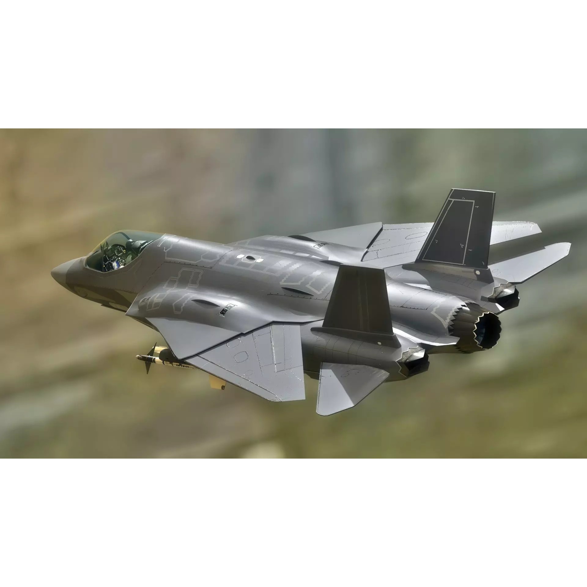 Custom Fighter Jet - Low-Poly Game-Ready 3D Model - View 2
