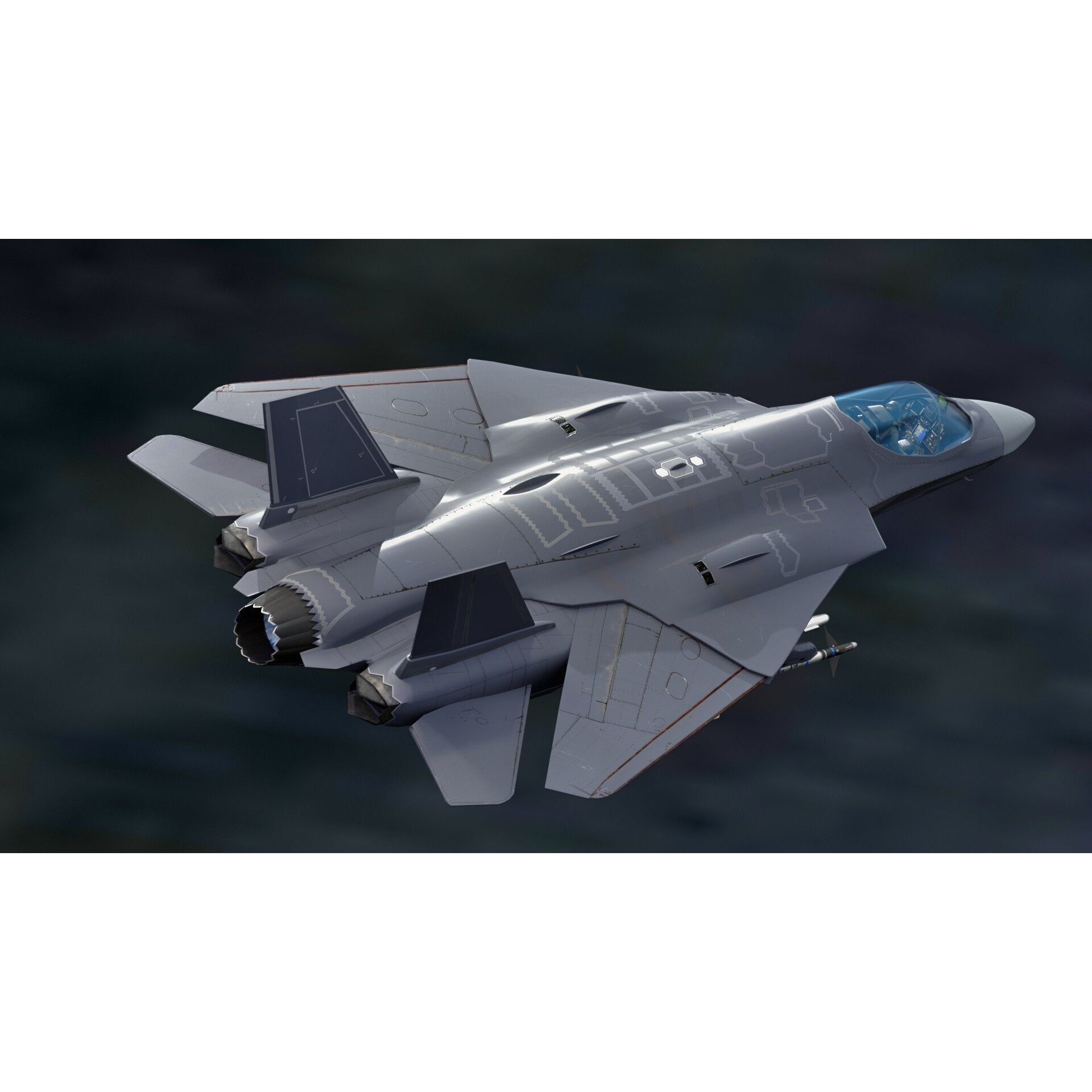 Custom Fighter Jet - Low-Poly Game-Ready 3D Model - View 4
