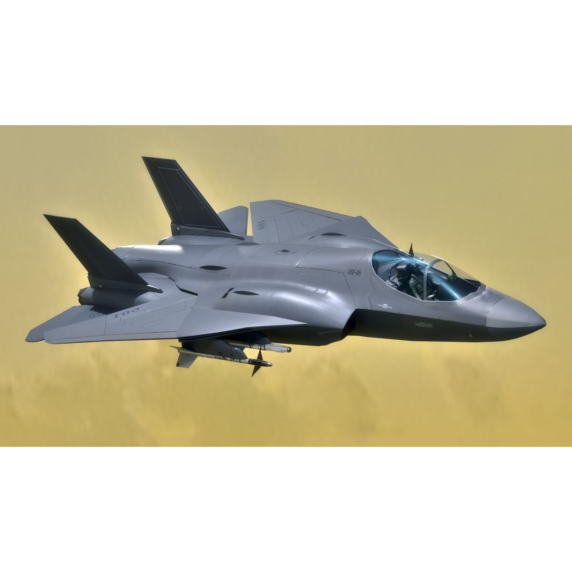 Custom Fighter Jet - Low-Poly Game-Ready 3D Model - View 7
