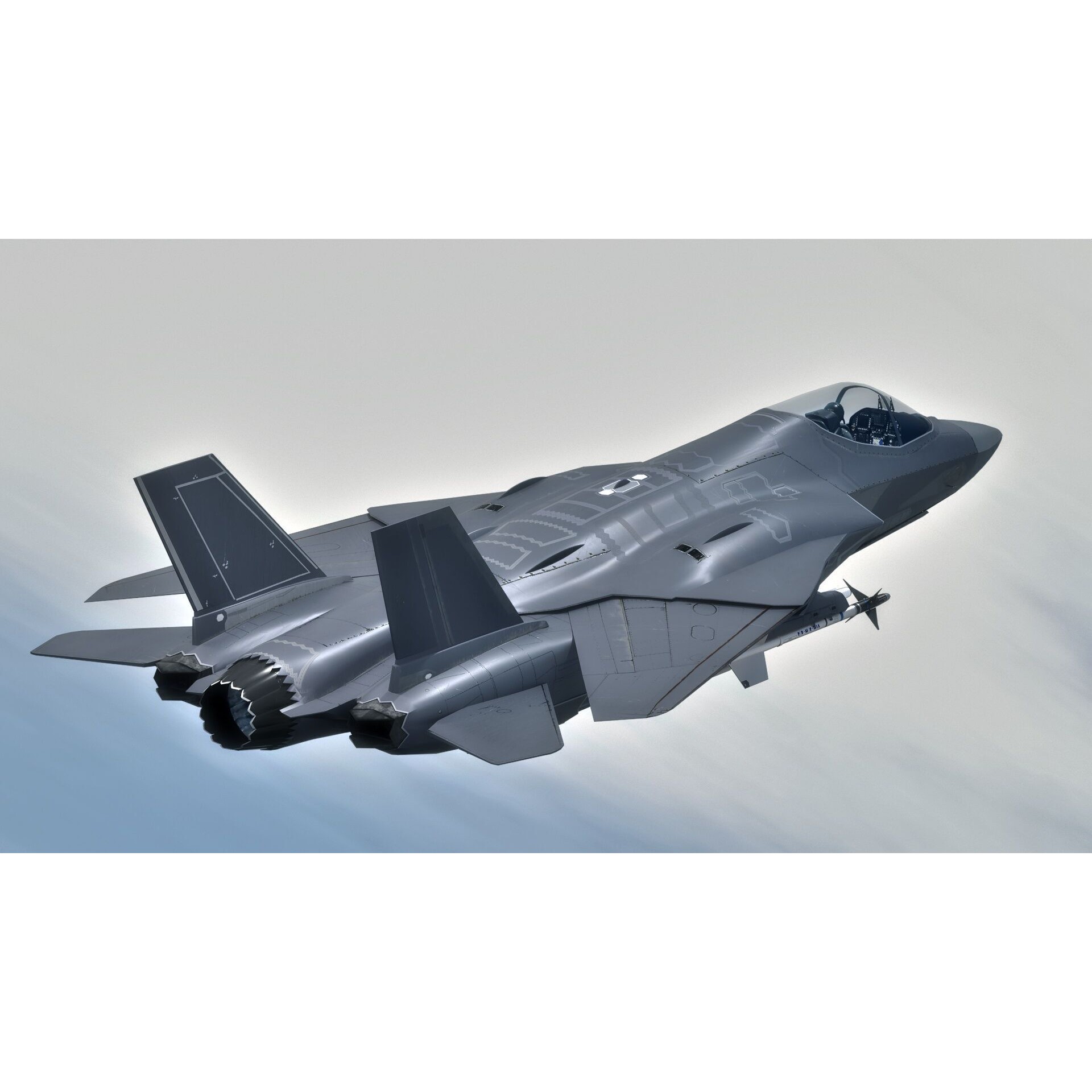 Custom Fighter Jet - Low-Poly Game-Ready 3D Model - View 8