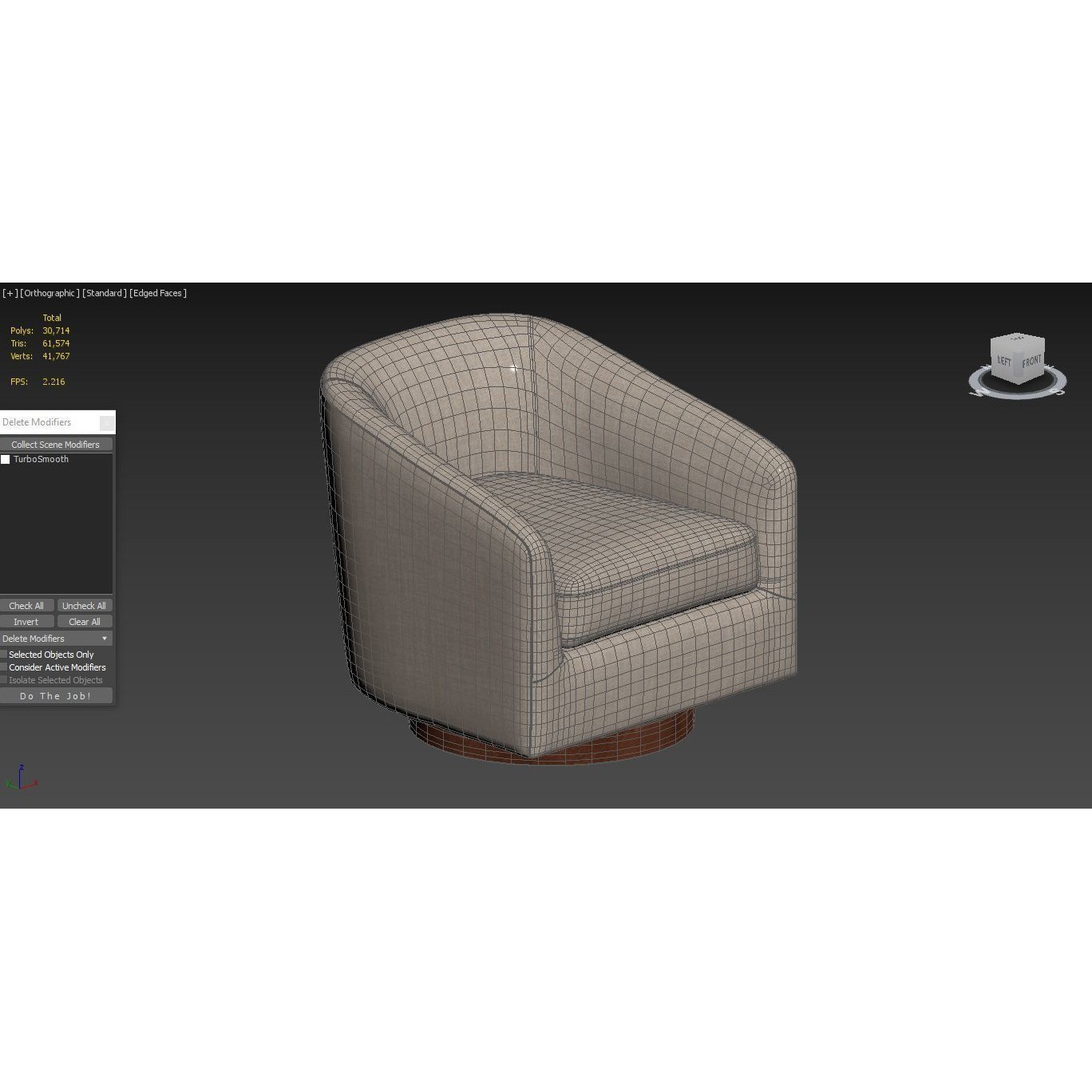 Chita Swivel Accent Armchair - PBR 3D Model - View 14