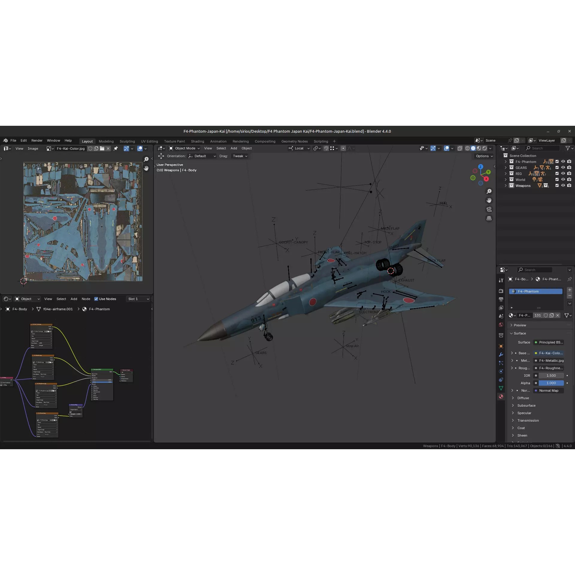 F4 Phantom 2 Kai - Low-Poly Game-Ready 3D Model - View 35