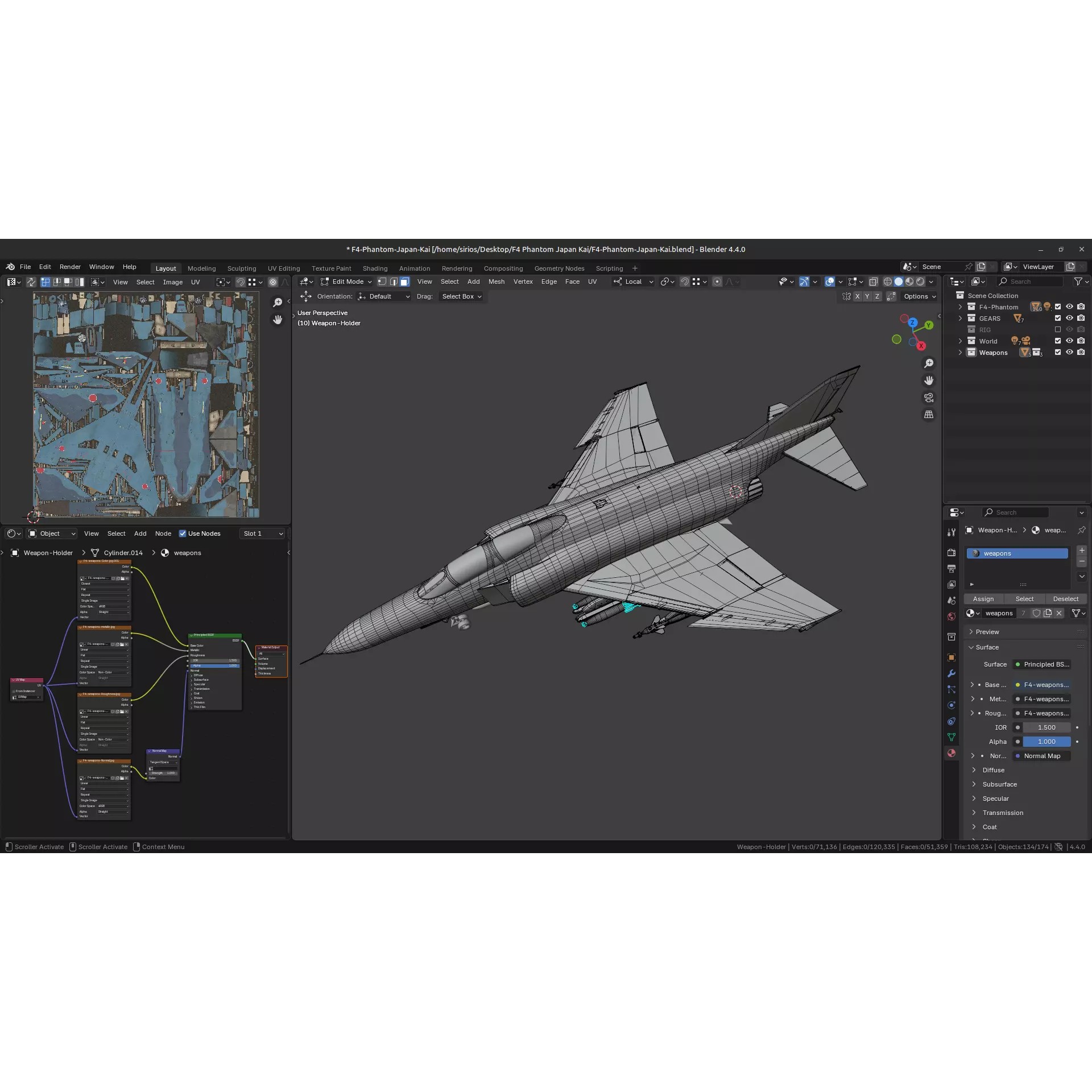 F4 Phantom 2 Kai - Low-Poly Game-Ready 3D Model - View 36