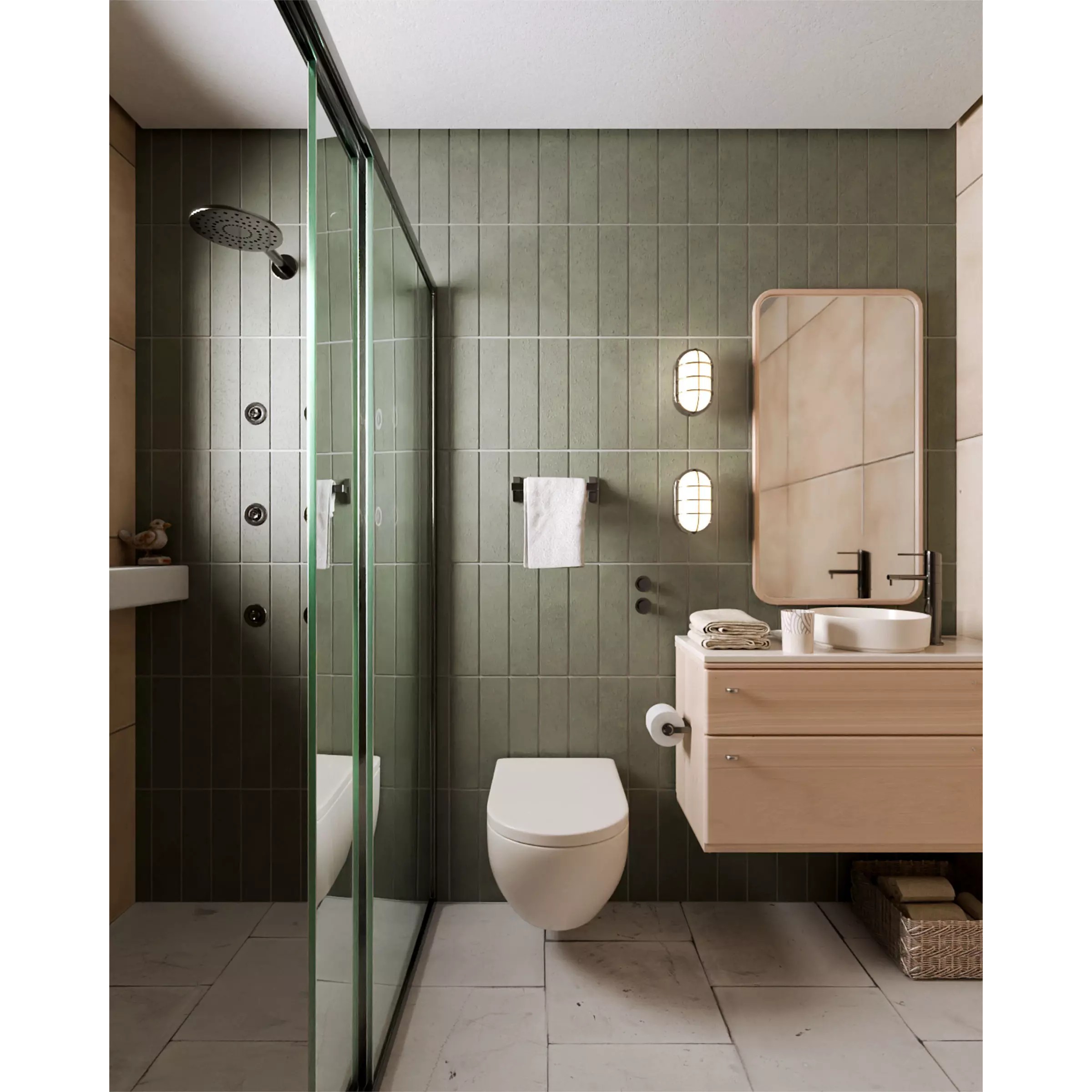 Green Bathroom - Game-Ready 3D Model - View 2