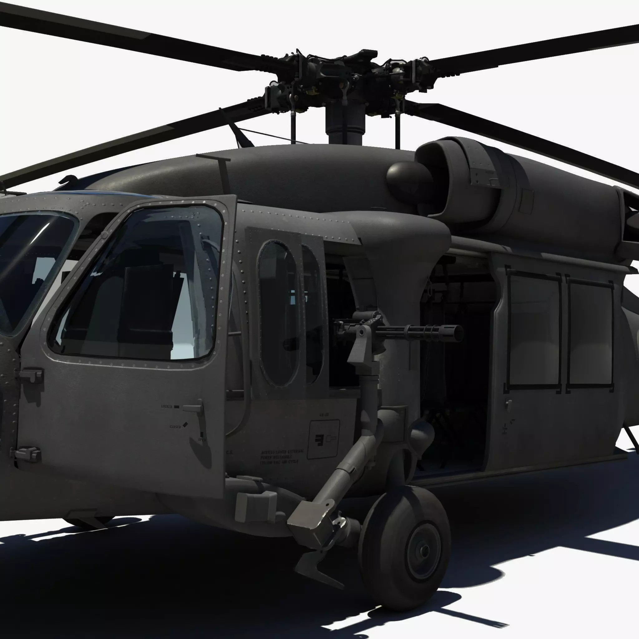 Military Blackhawk - Game-Ready 3D Model - View 2