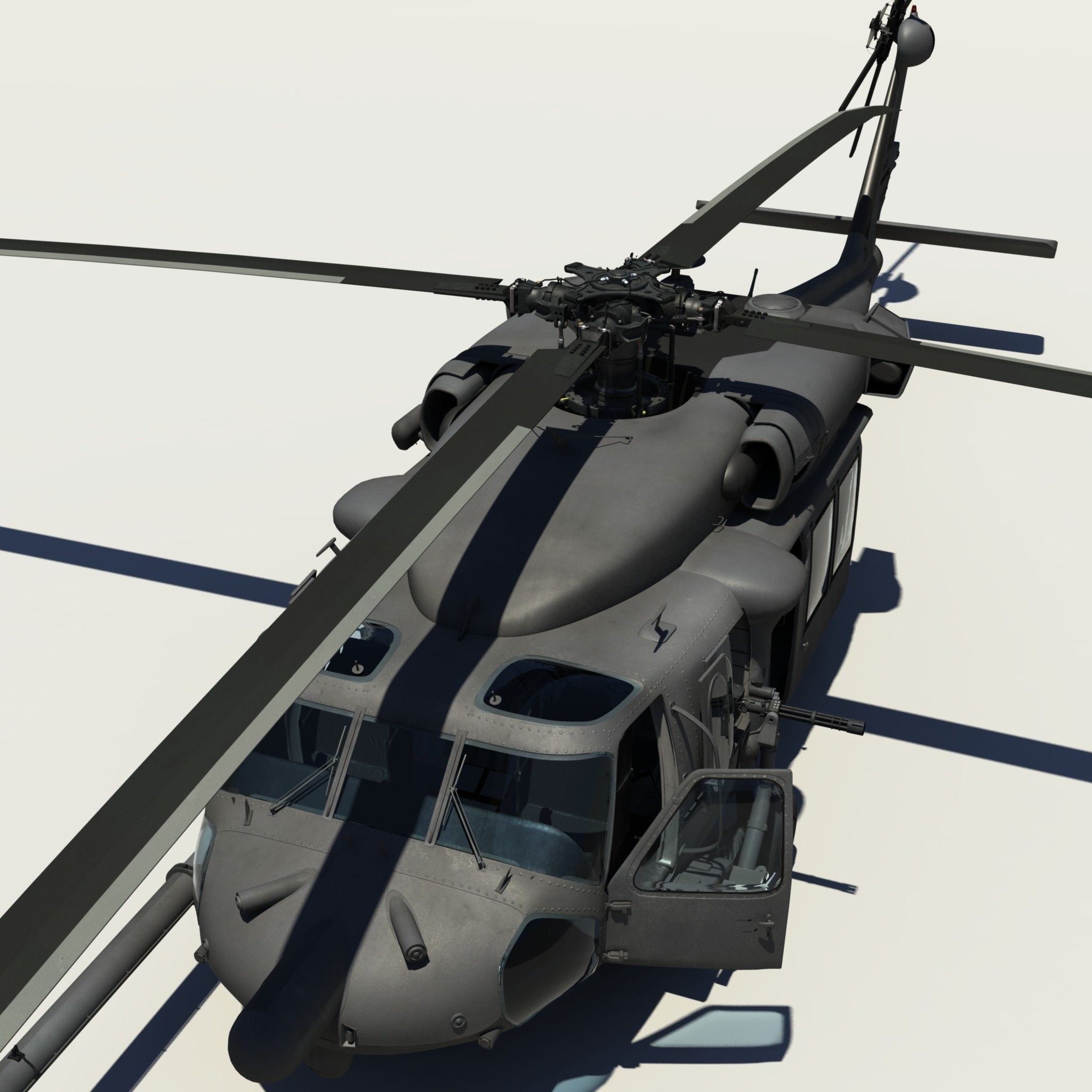 Military Blackhawk - Game-Ready 3D Model - View 5