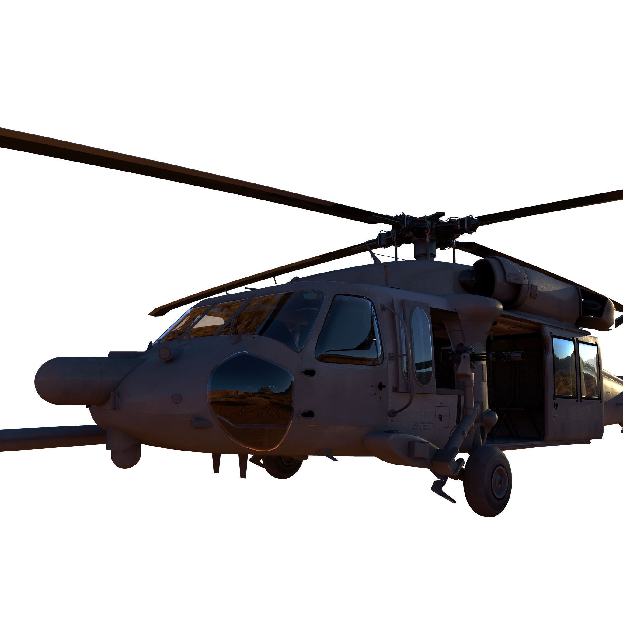 Military Blackhawk - Game-Ready 3D Model - View 9