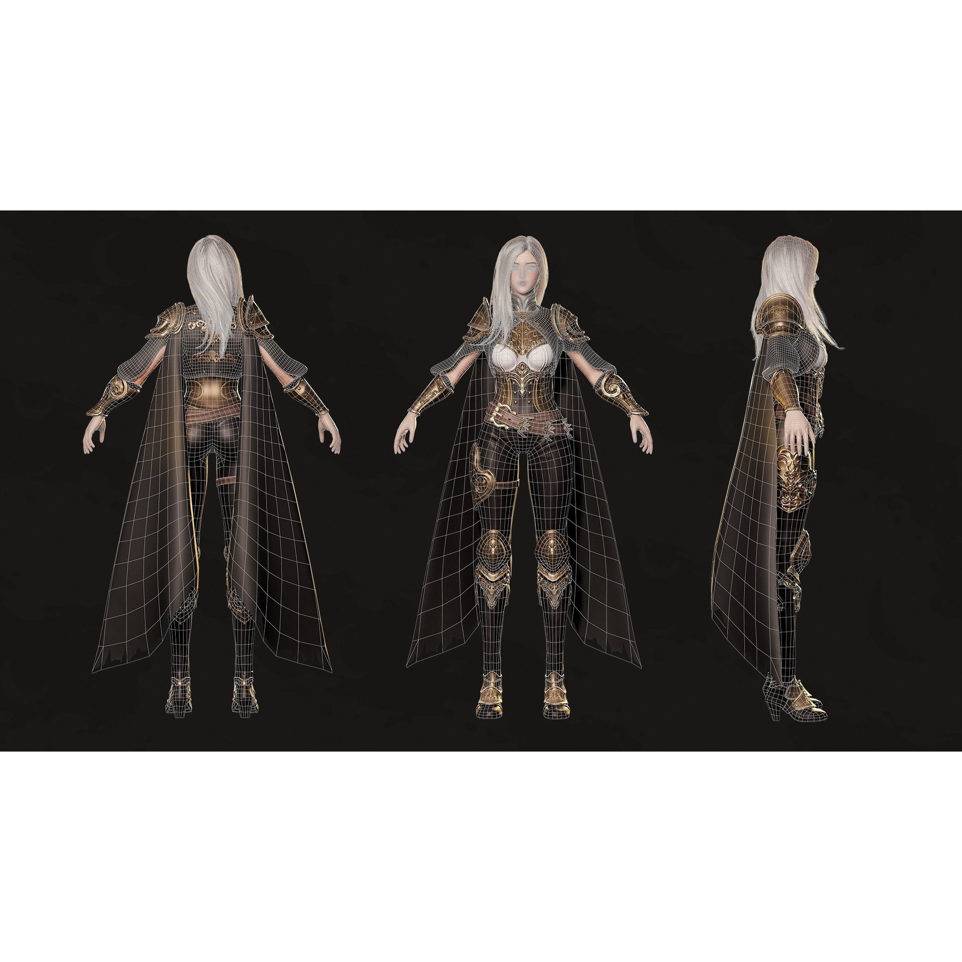 Dark Knight Girl Calista - Low-Poly Game-Ready 3D Model