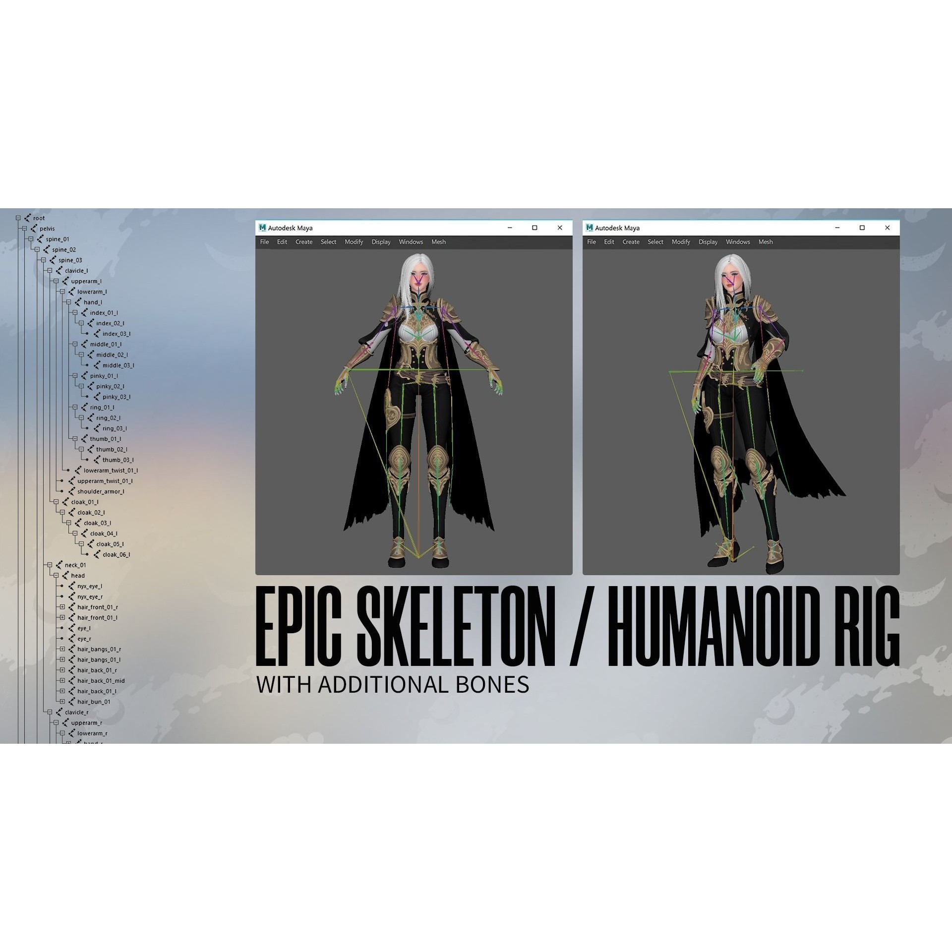 Dark Knight Girl Calista - Low-Poly Game-Ready 3D Model - View 14