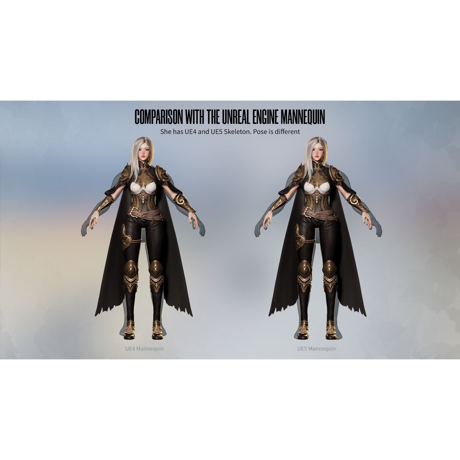 Dark Knight Girl Calista - Low-Poly Game-Ready 3D Model - View 15