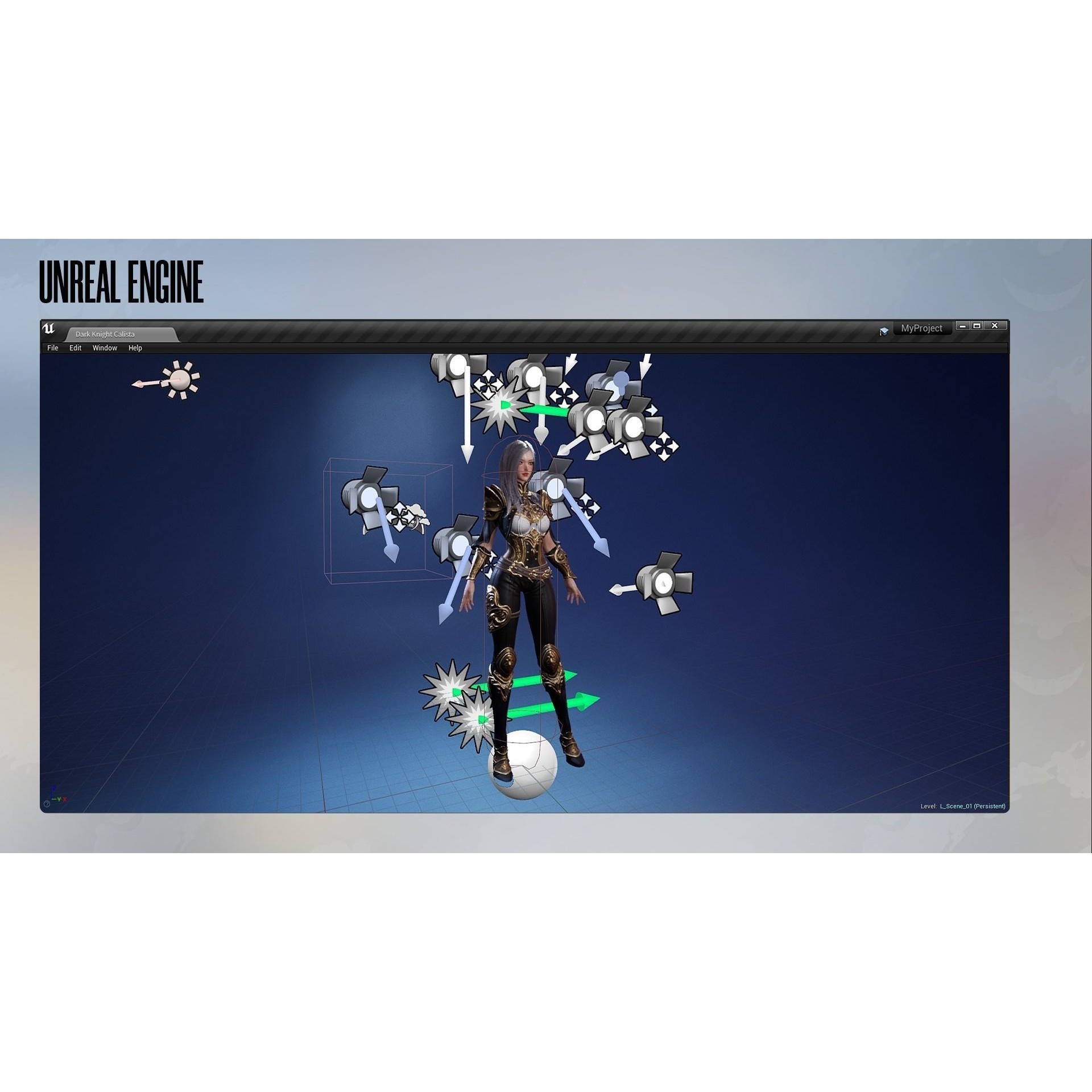 Dark Knight Girl Calista - Low-Poly Game-Ready 3D Model - View 18