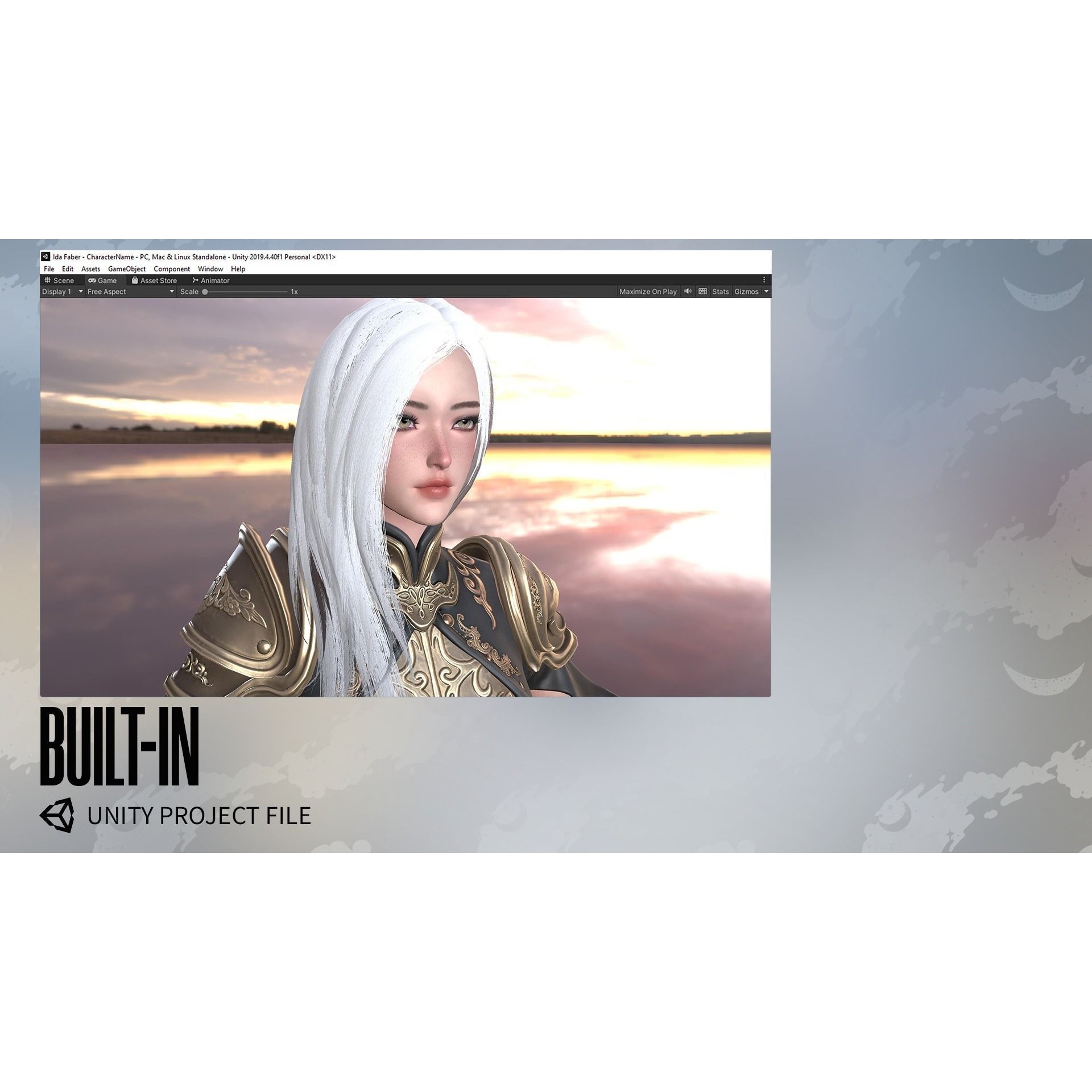 Dark Knight Girl Calista - Low-Poly Game-Ready 3D Model - View 22