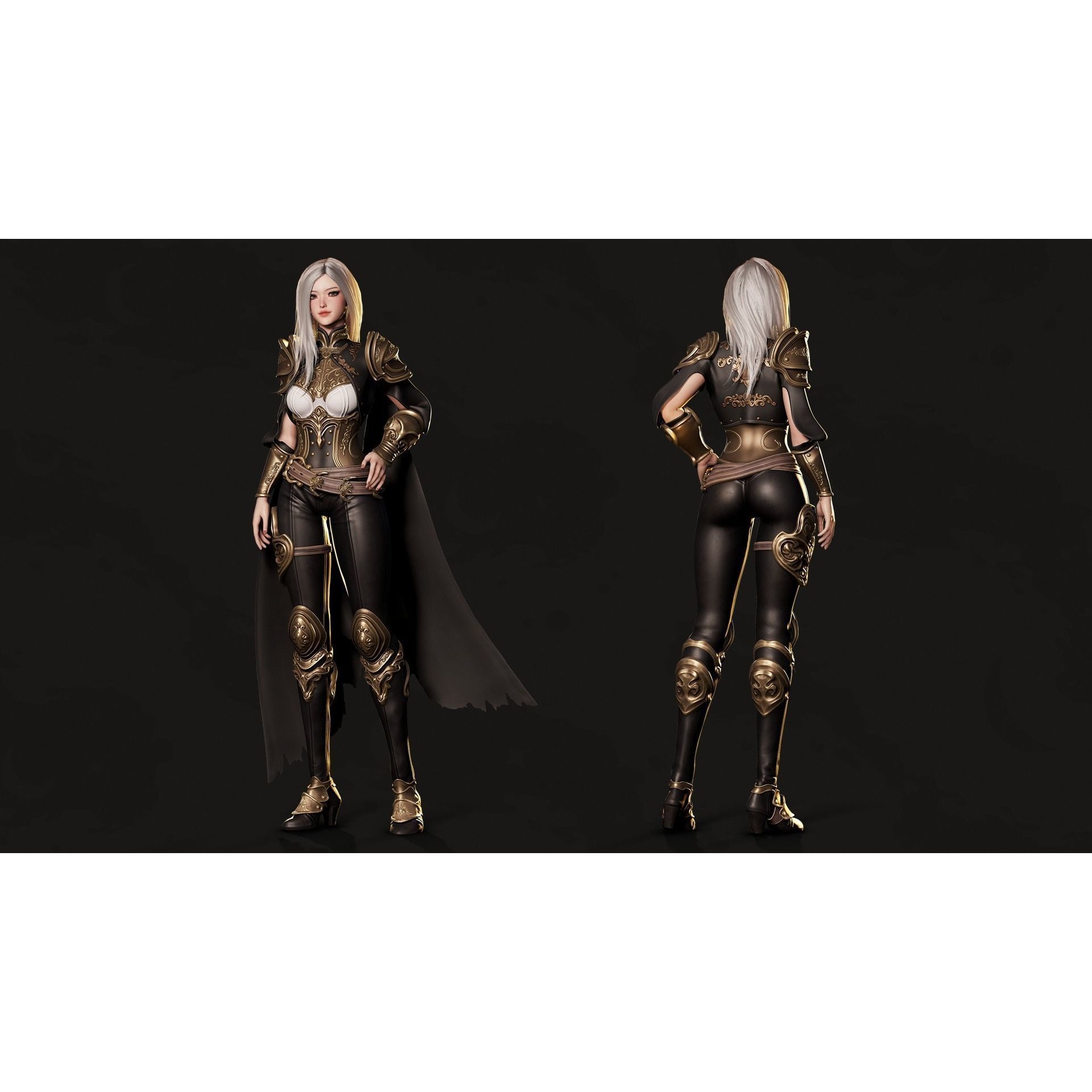 Dark Knight Girl Calista - Low-Poly Game-Ready 3D Model - View 5