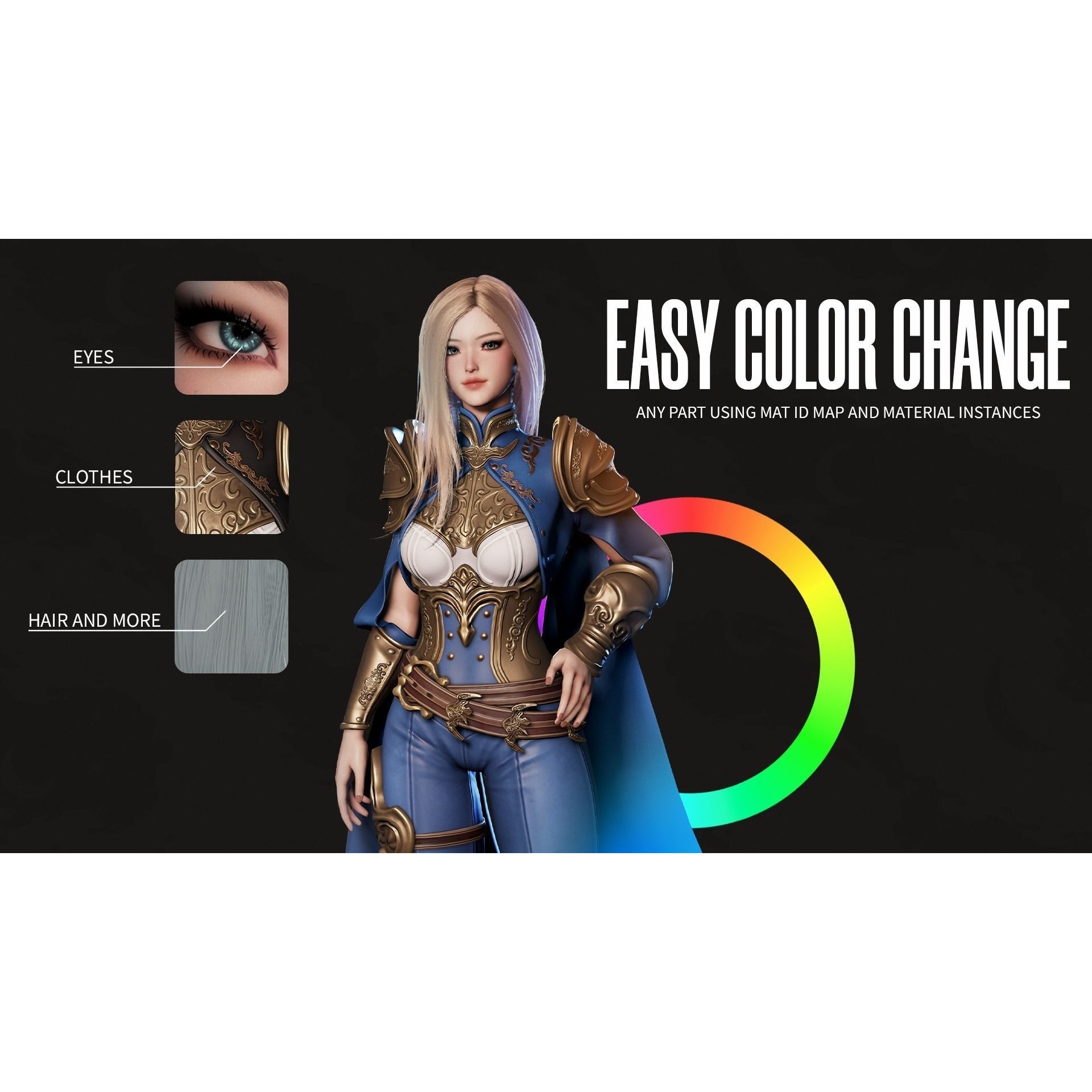 Dark Knight Girl Calista - Low-Poly Game-Ready 3D Model - View 6