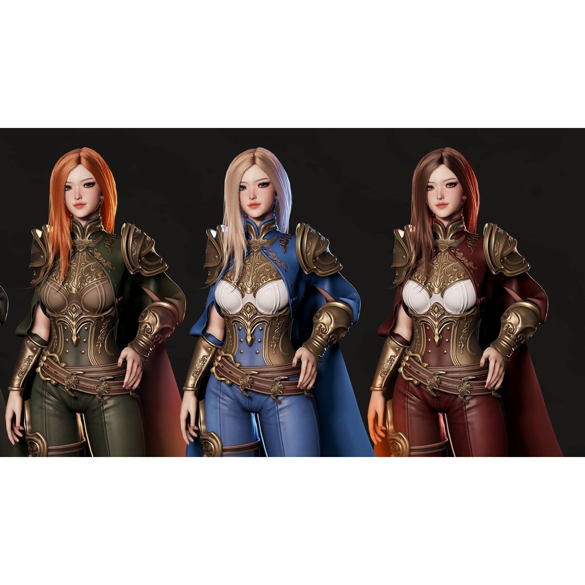 Dark Knight Girl Calista - Low-Poly Game-Ready 3D Model - View 7