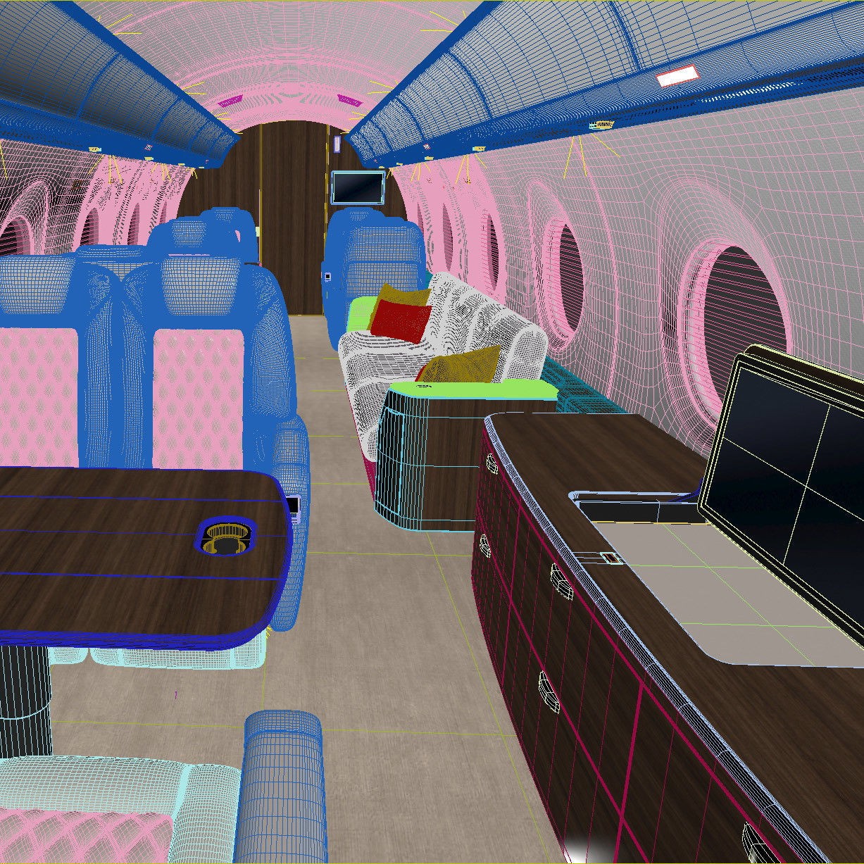 Business Jet Interior - Fully Textured 3D Model