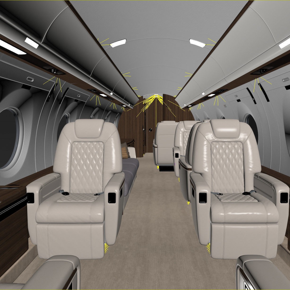 Business Jet Interior - Fully Textured 3D Model - View 14
