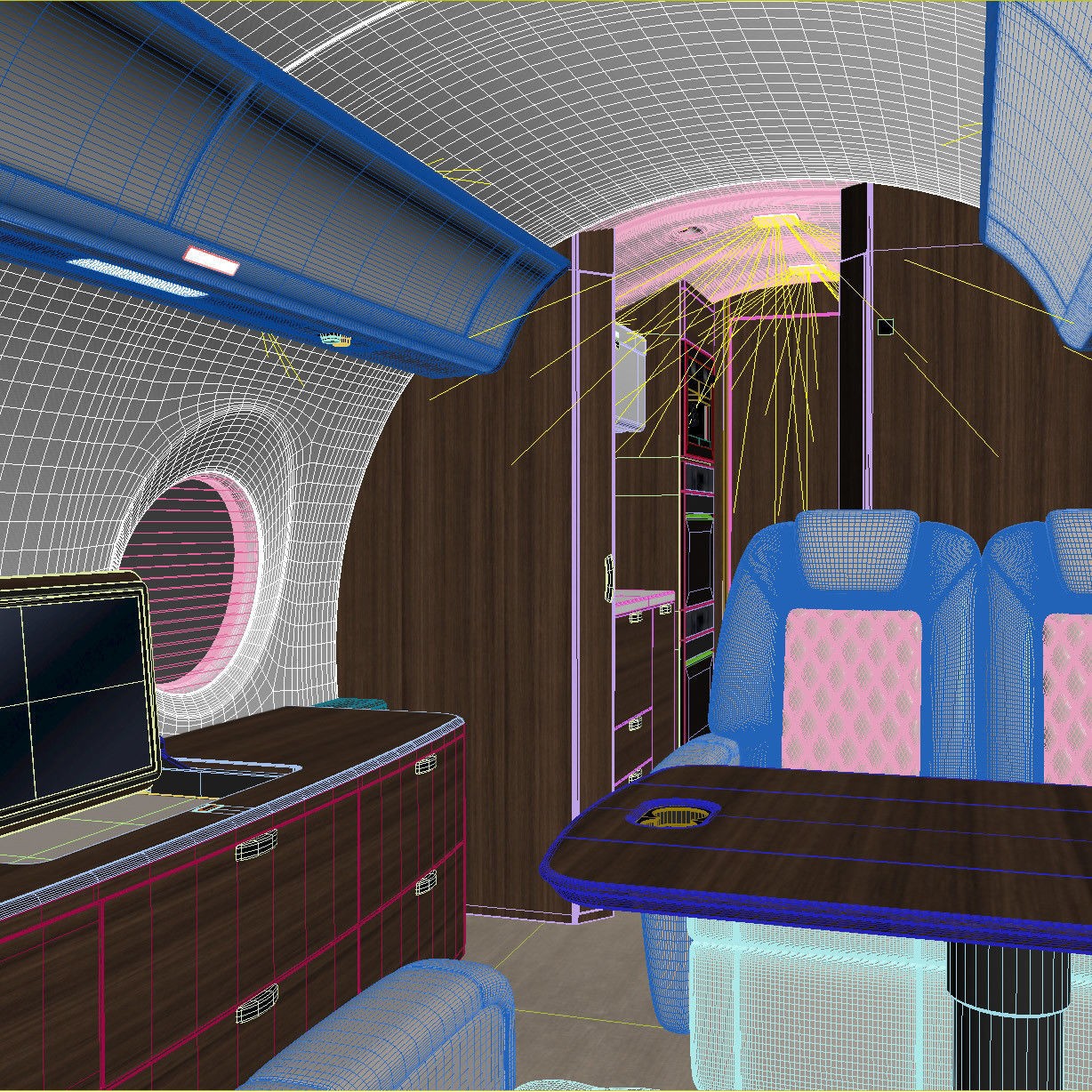 Business Jet Interior - Fully Textured 3D Model - View 15