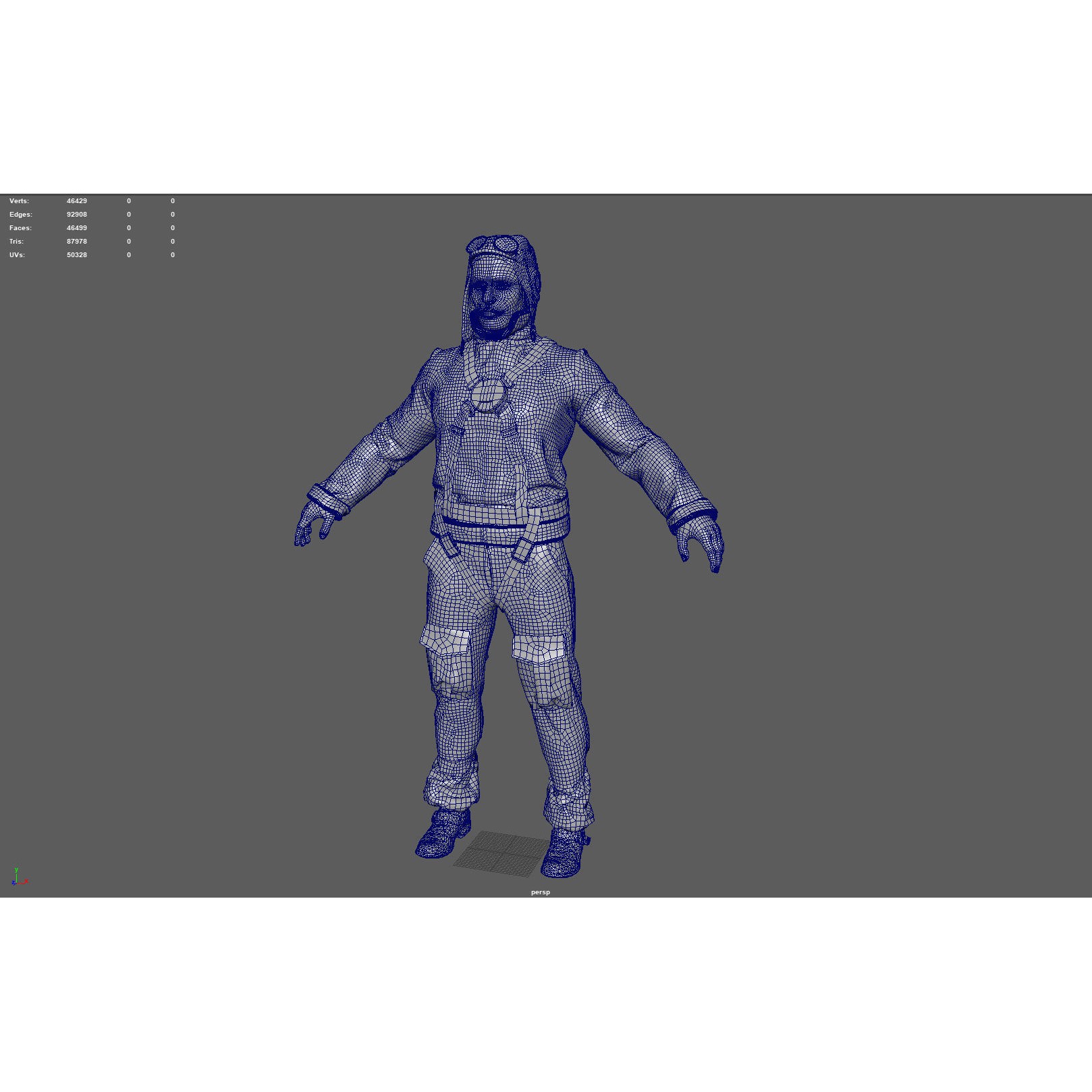 World War II Pilot - Low-Poly Game-Ready 3D Model - View 10