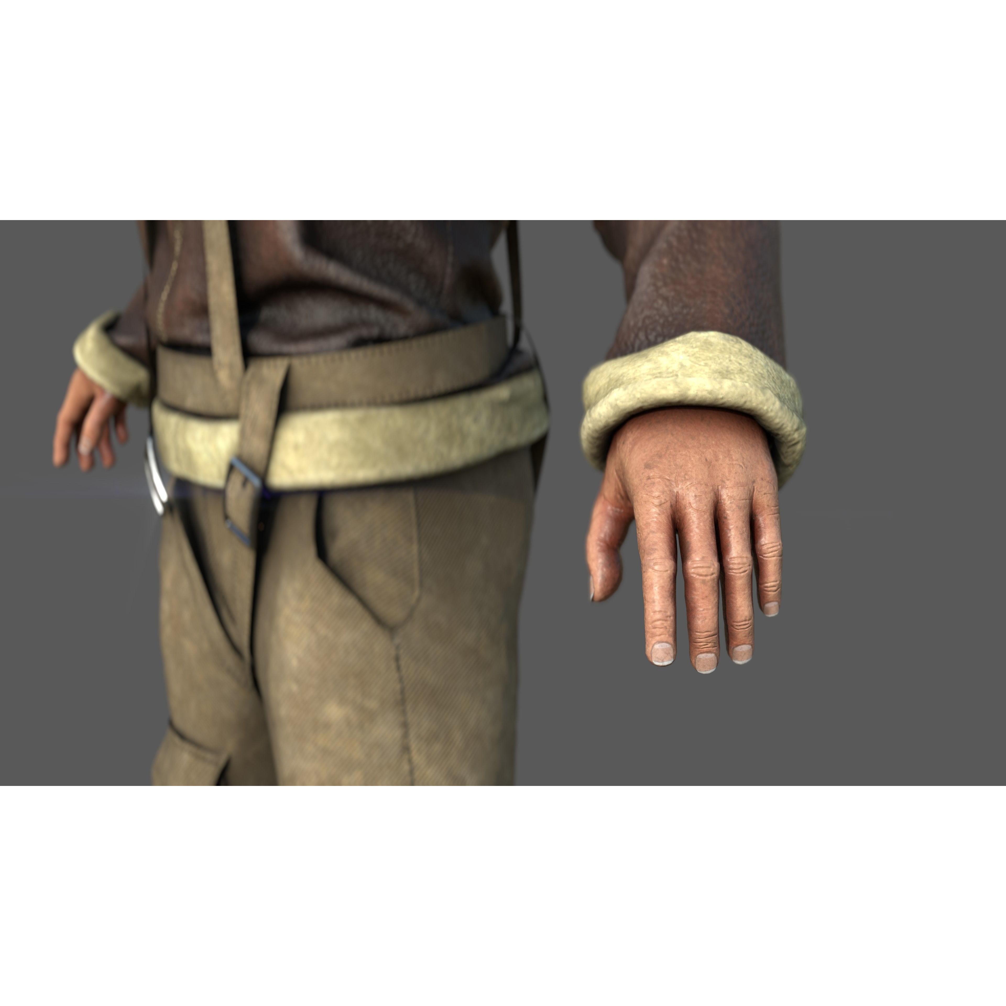 World War II Pilot - Low-Poly Game-Ready 3D Model - View 4