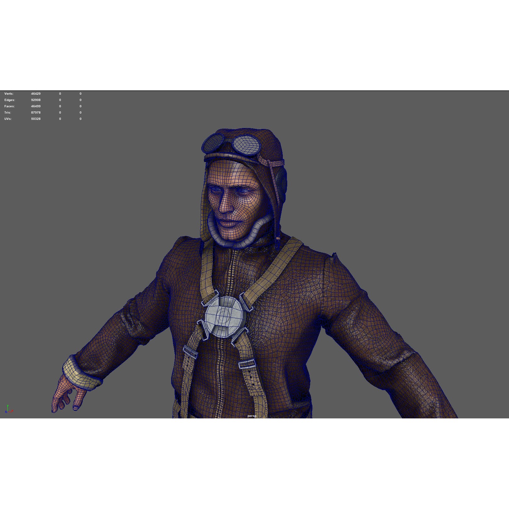World War II Pilot - Low-Poly Game-Ready 3D Model - View 7
