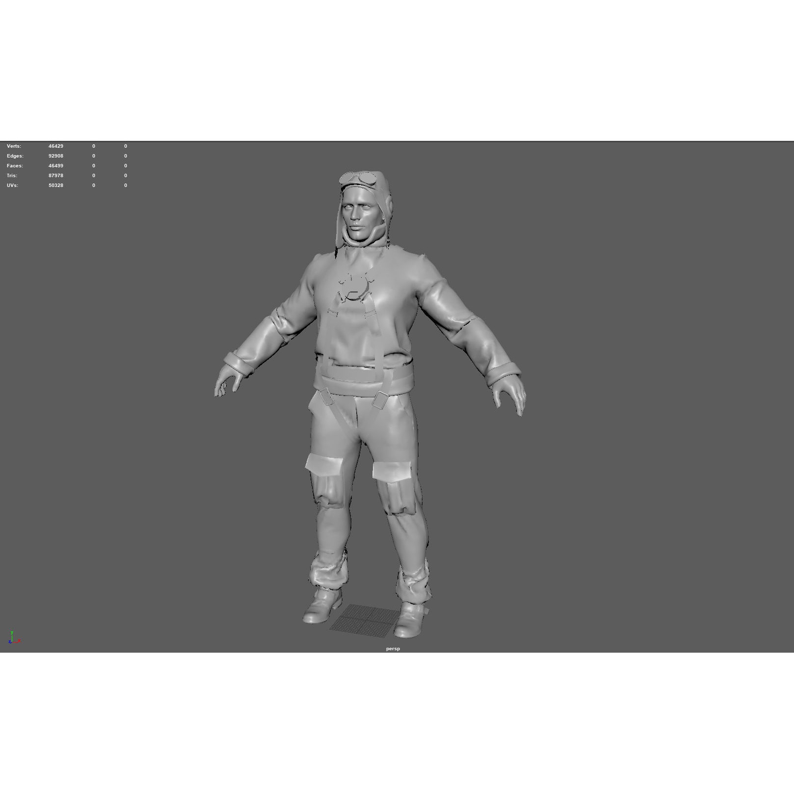 World War II Pilot - Low-Poly Game-Ready 3D Model - View 9
