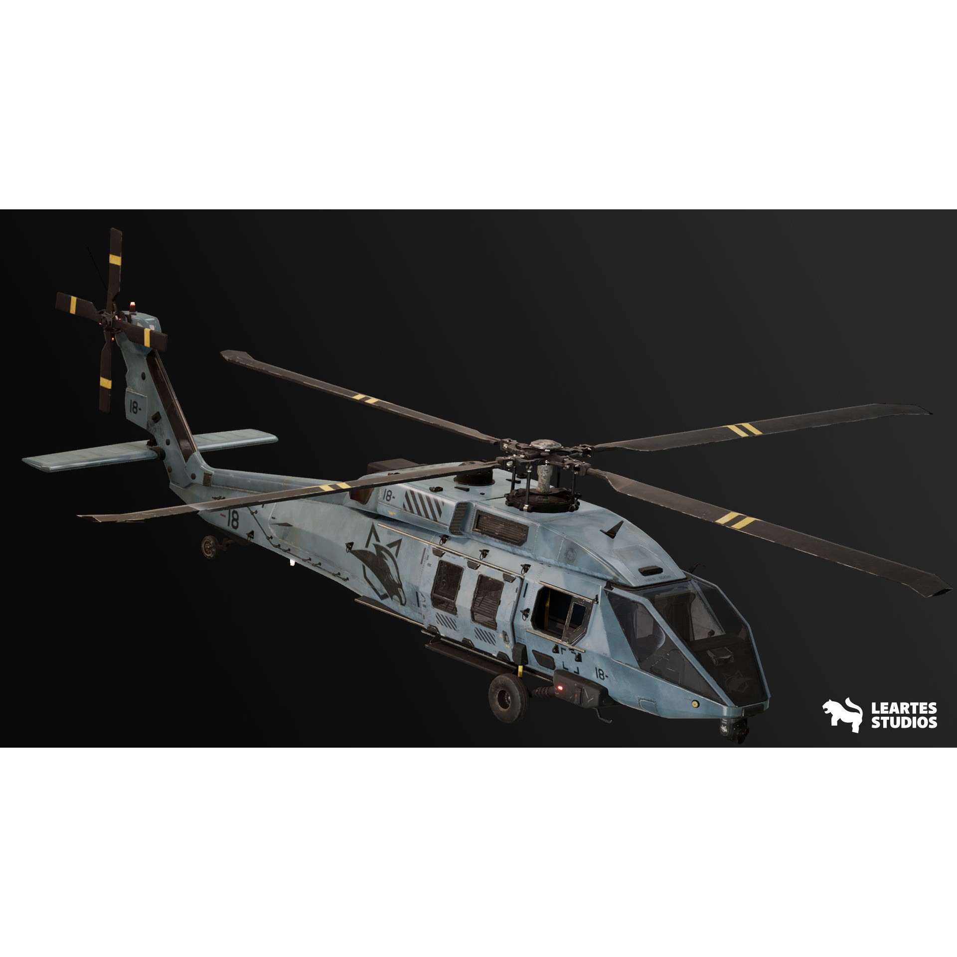 Military Helicopter - Low-Poly Game-Ready 3D Model