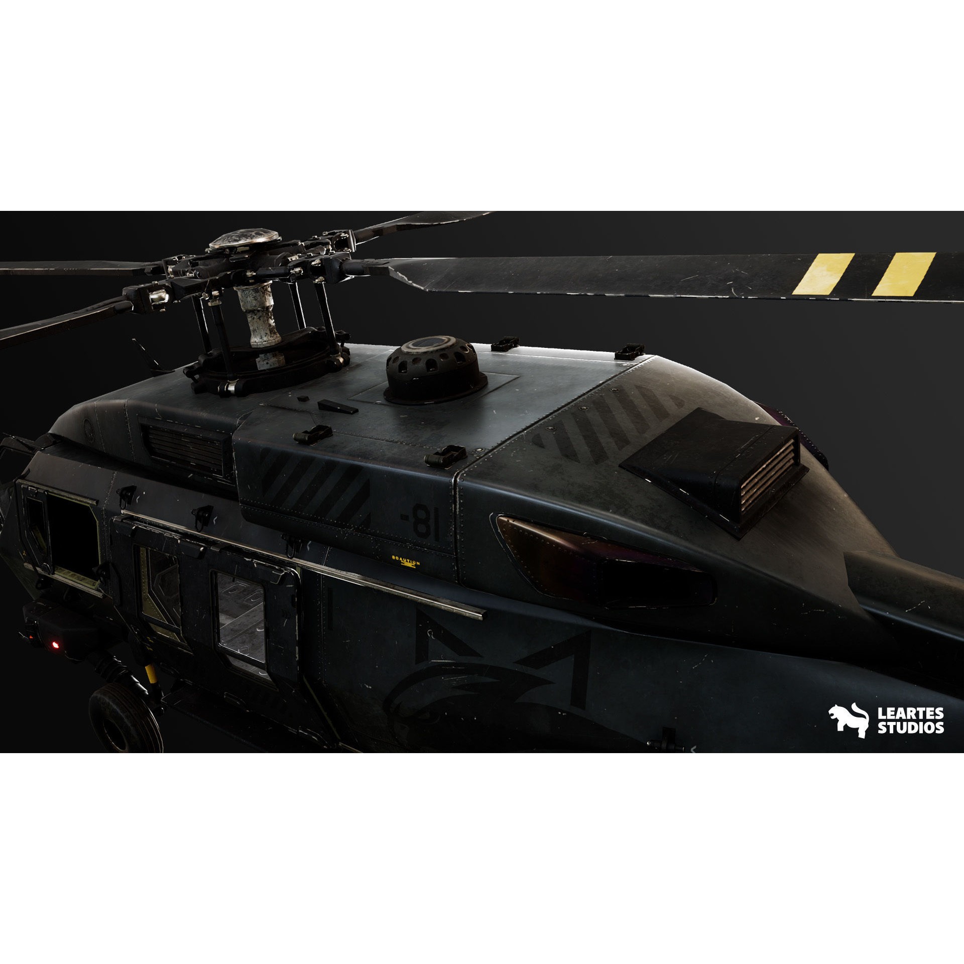 Military Helicopter - Low-Poly Game-Ready 3D Model - View 11