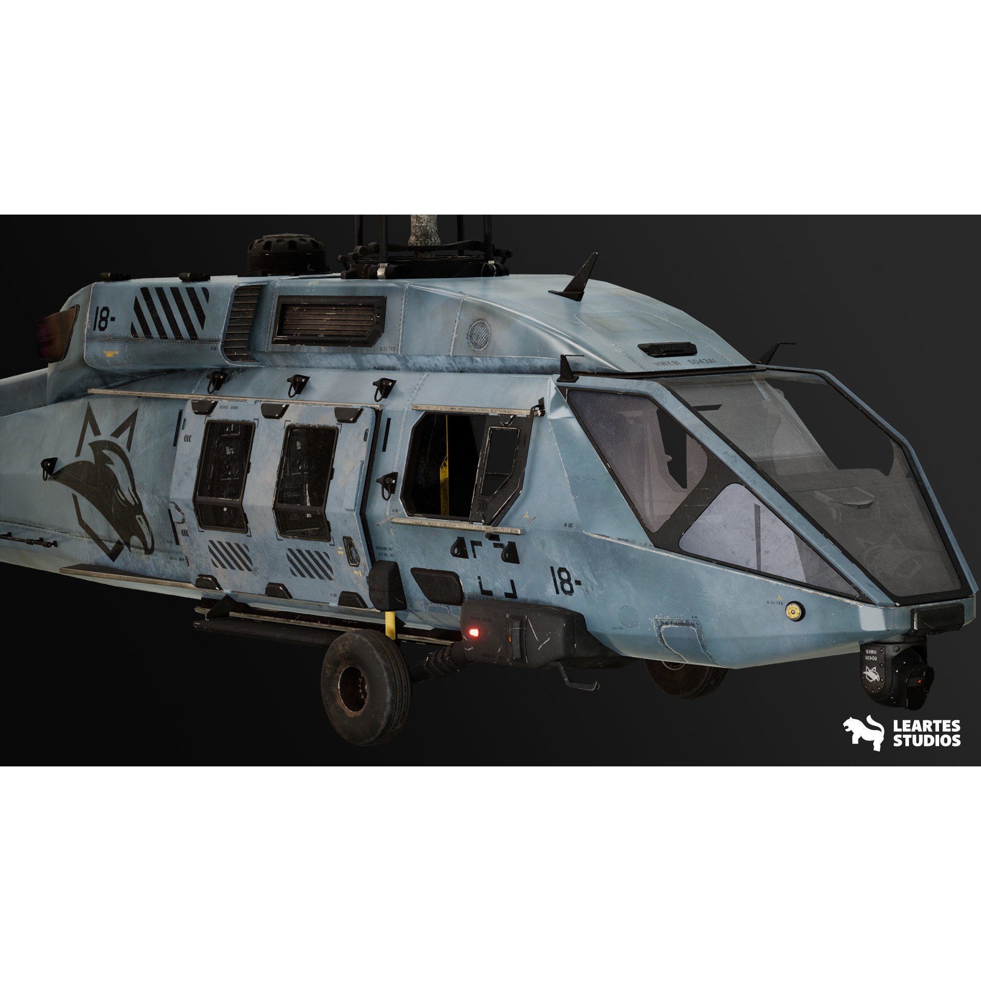 Military Helicopter - Low-Poly Game-Ready 3D Model - View 14