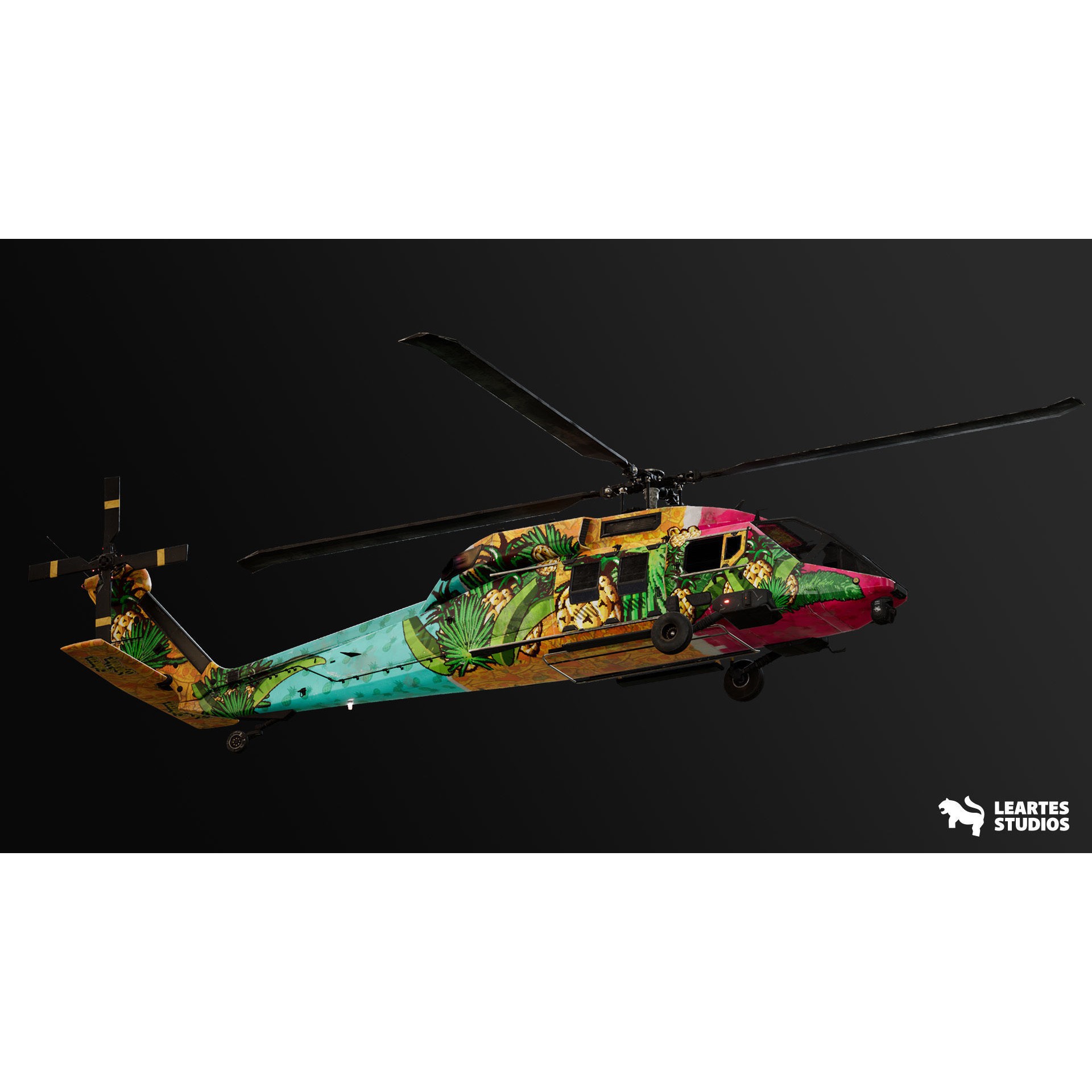 Military Helicopter - Low-Poly Game-Ready 3D Model - View 16