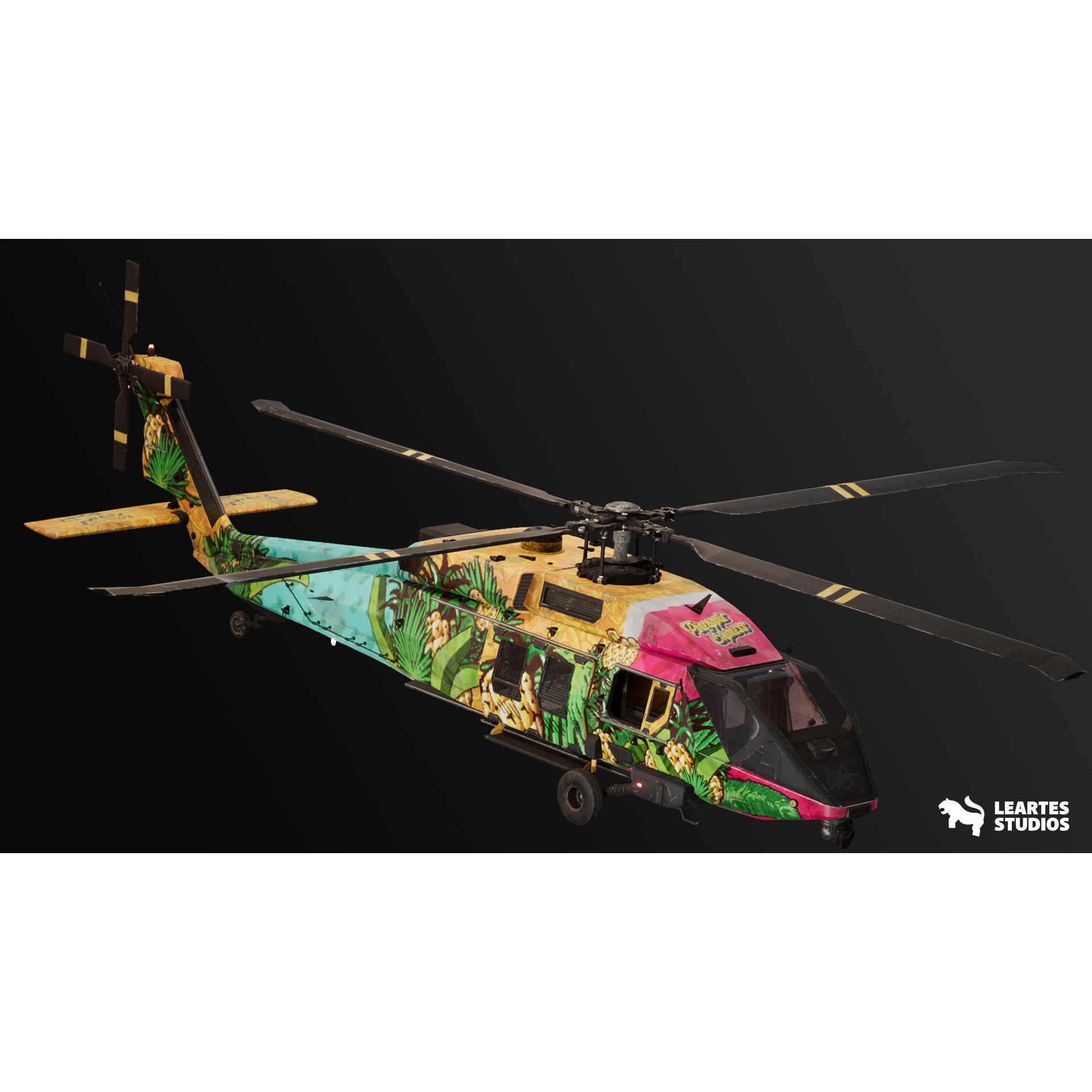 Military Helicopter - Low-Poly Game-Ready 3D Model - View 17