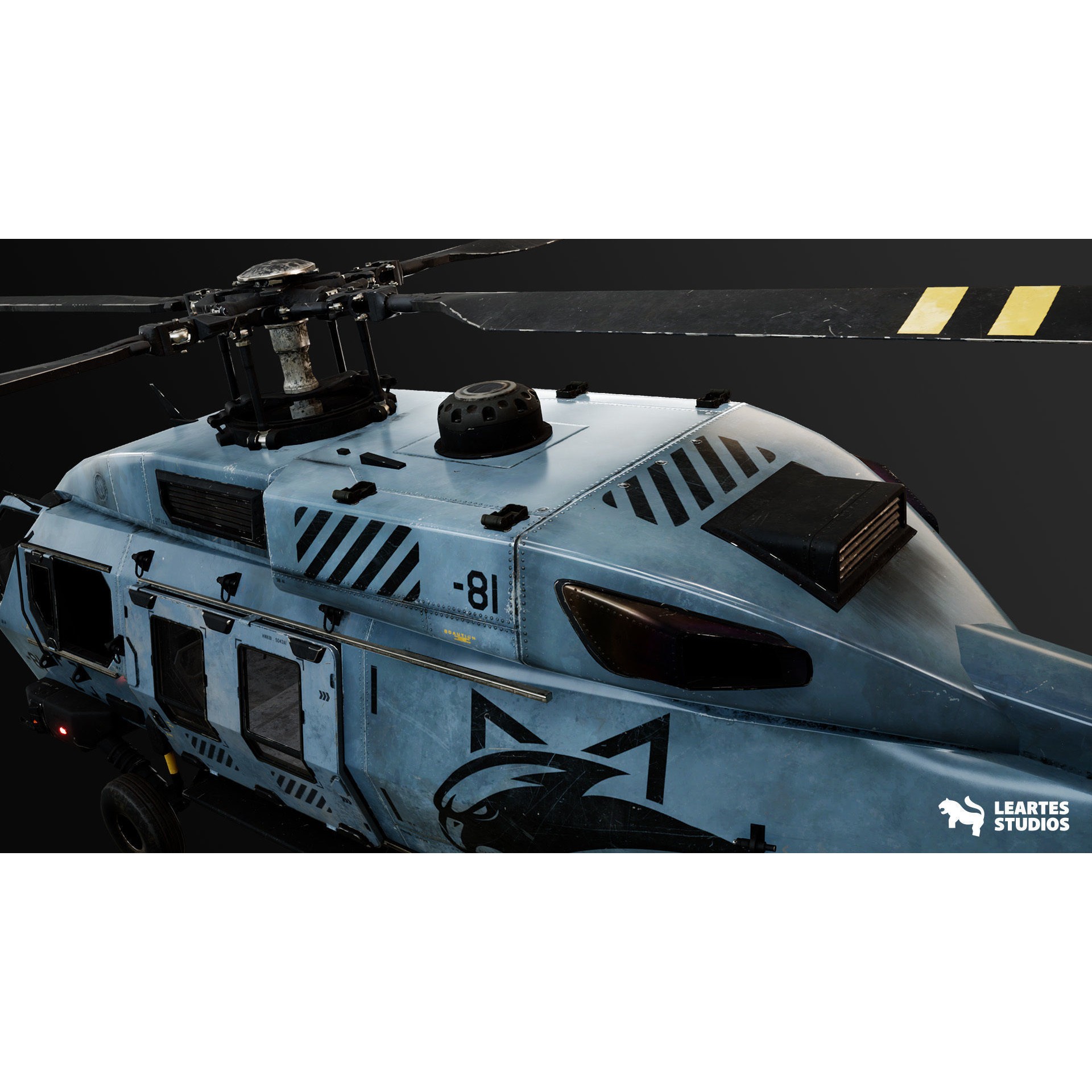 Military Helicopter - Low-Poly Game-Ready 3D Model - View 4