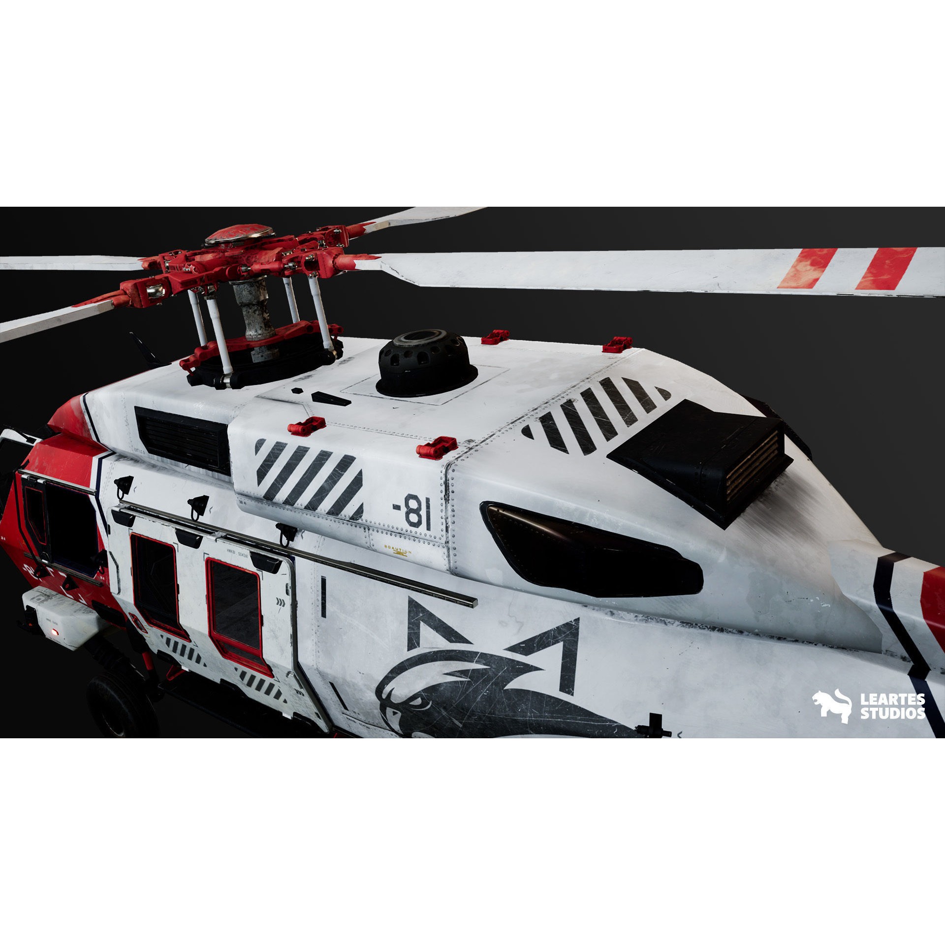 Military Helicopter - Low-Poly Game-Ready 3D Model - View 7