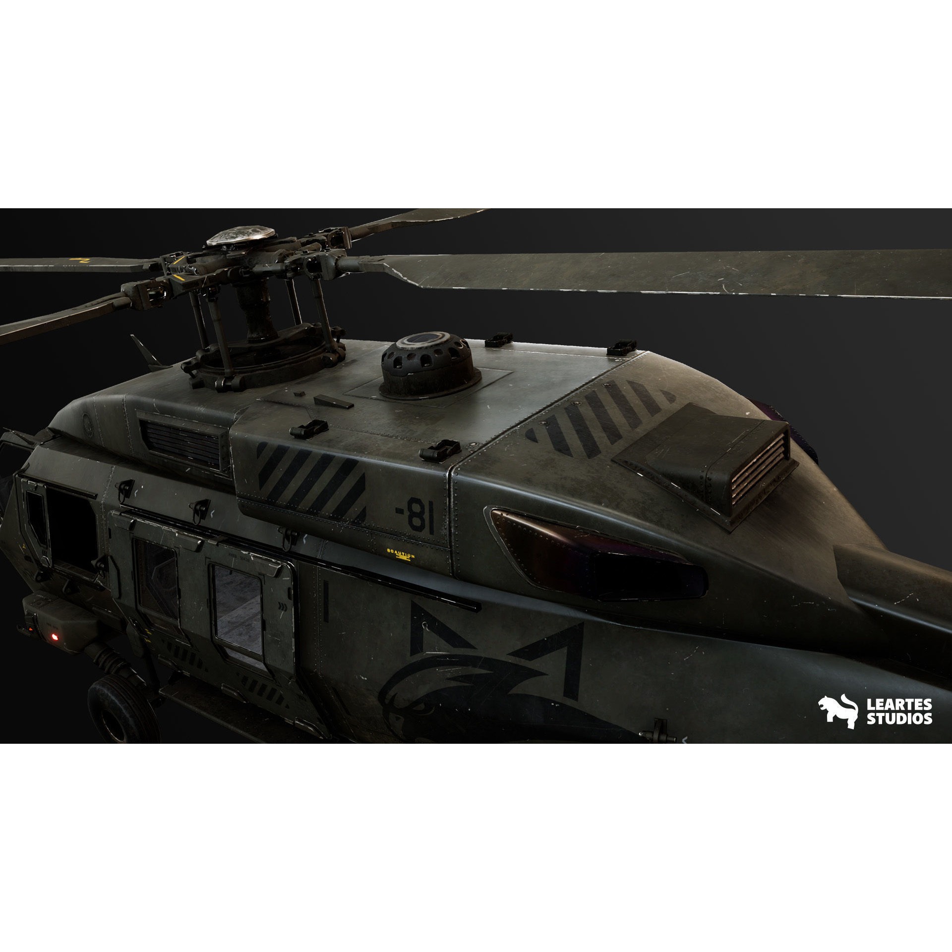 Military Helicopter - Low-Poly Game-Ready 3D Model - View 8