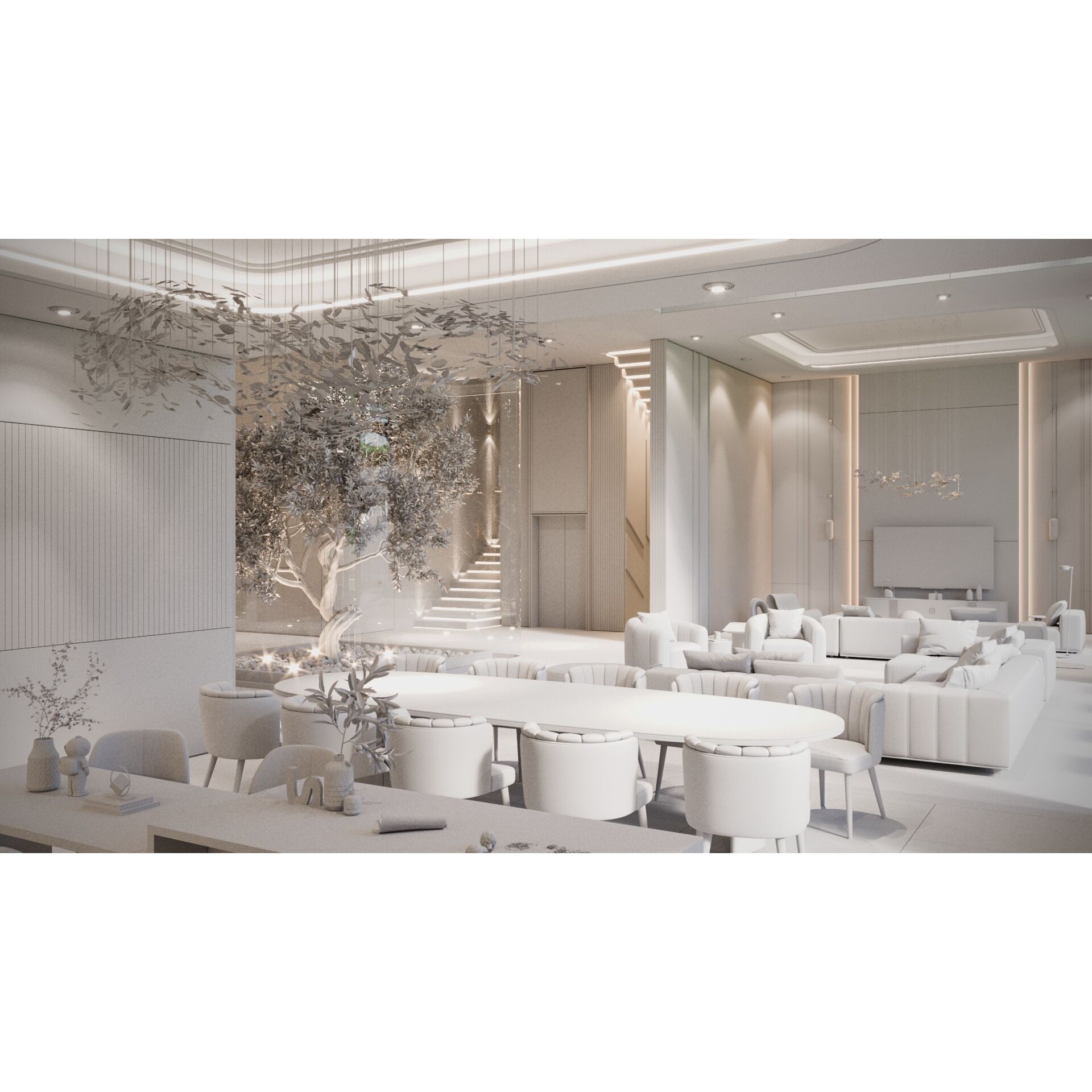 Modern Luxury Villa - High-End Interior 3D Model - View 3