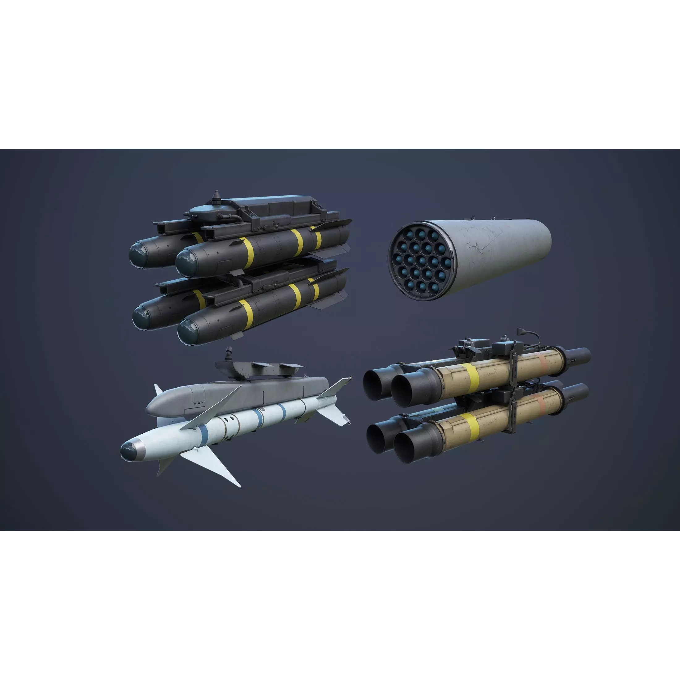 Helicopter Nato Weapons Set - Low-Poly Game-Ready 3D Model - View 2