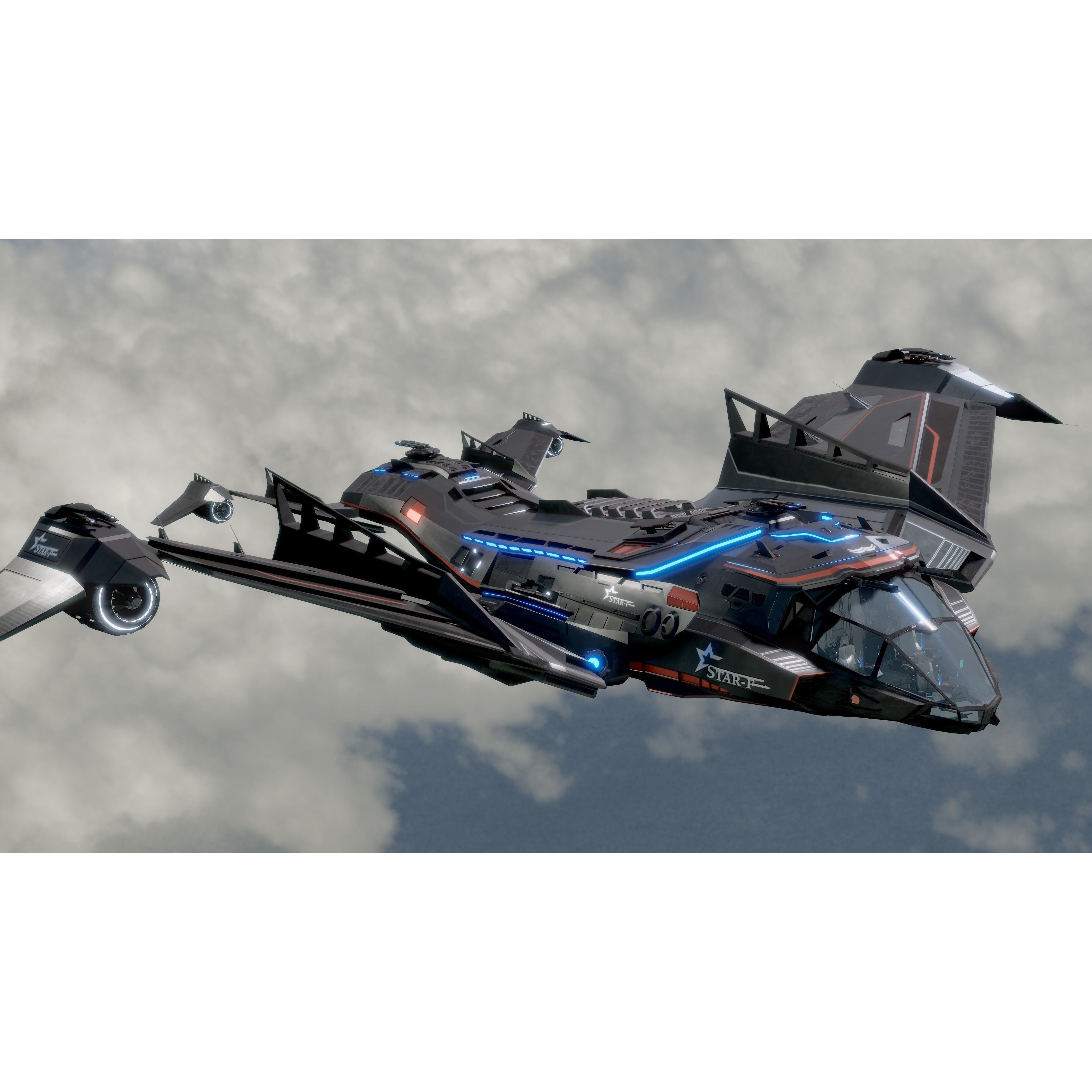 Star Fighter - Rigged Low-Poly Game-Ready 3D Model - View 3