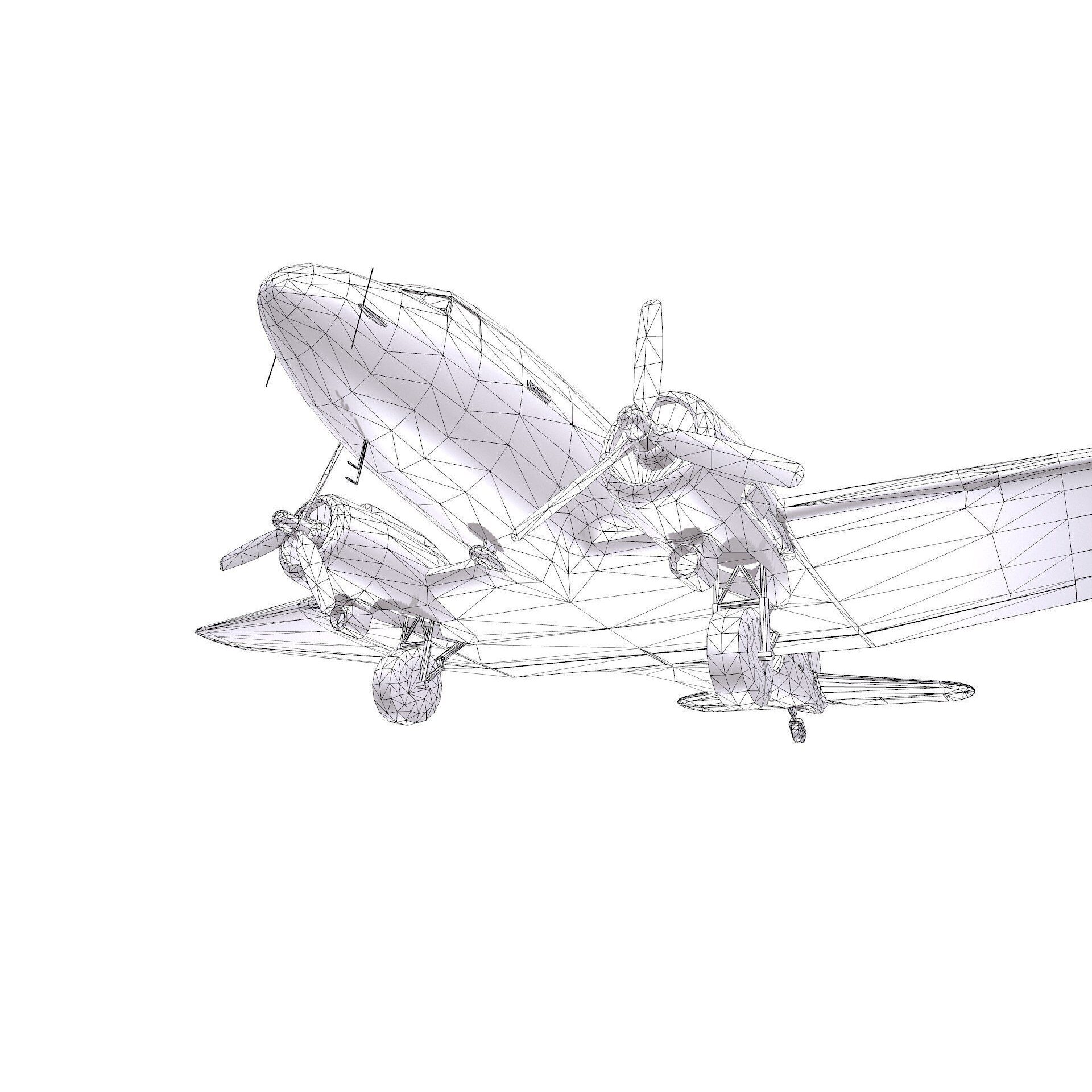 Douglas AC-47 Spooky Gunship - Low-Poly Game-Ready 3D Model