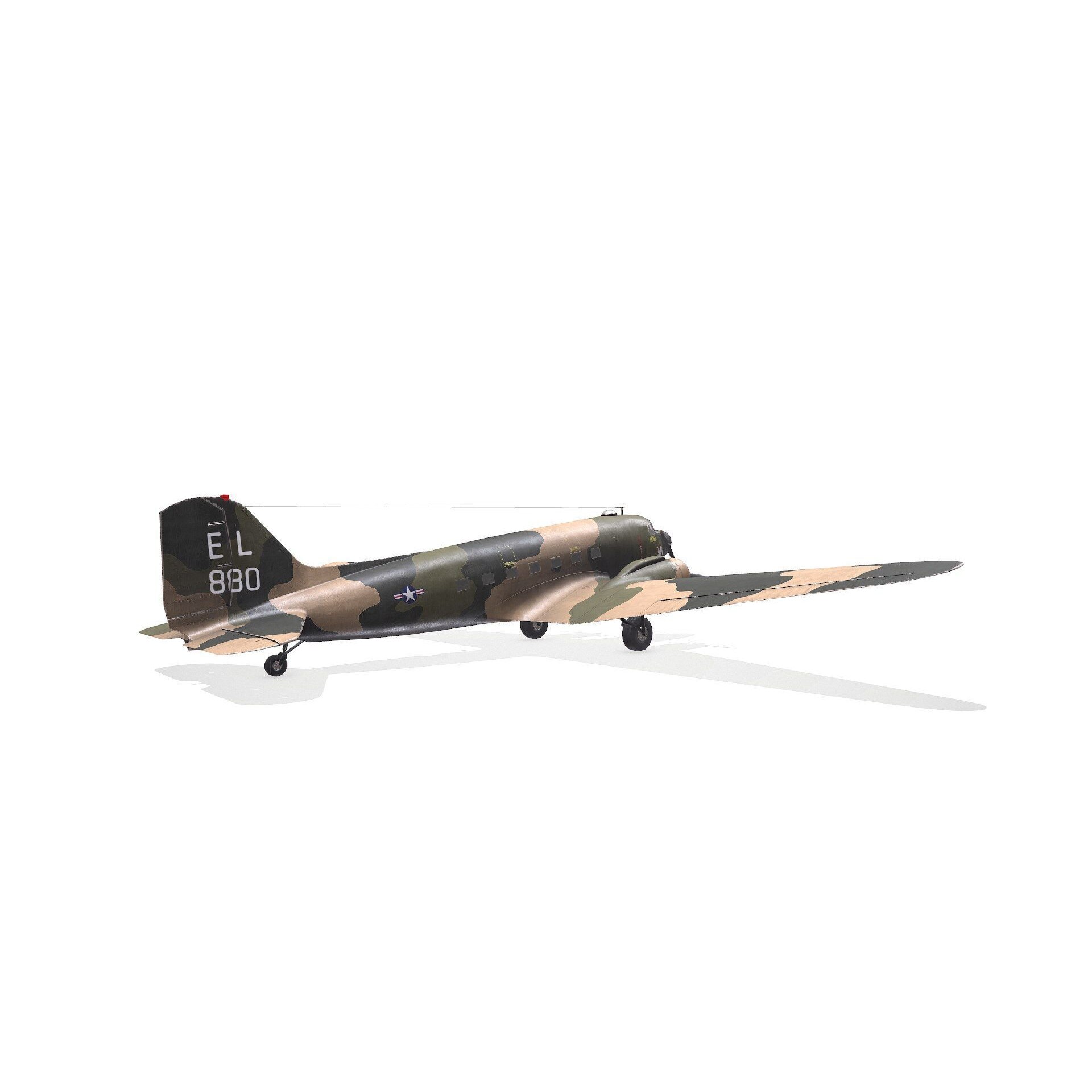 Douglas AC-47 Spooky Gunship - Low-Poly Game-Ready 3D Model - View 17