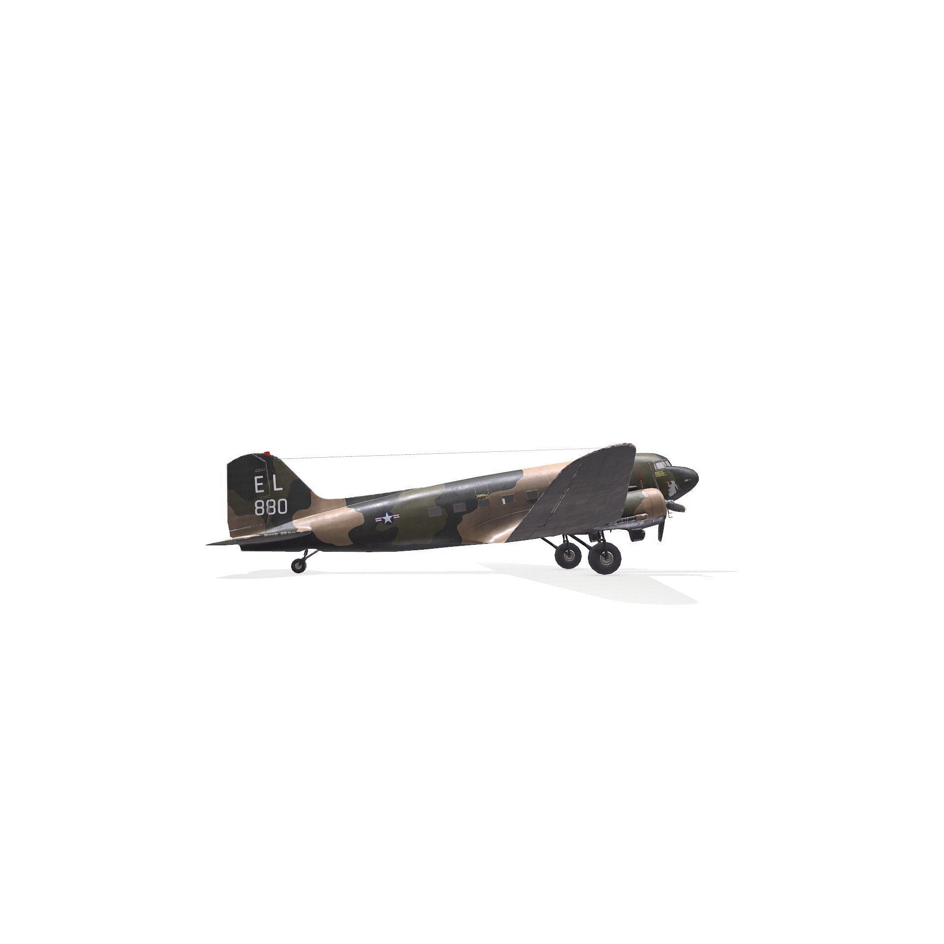 Douglas AC-47 Spooky Gunship - Low-Poly Game-Ready 3D Model - View 19
