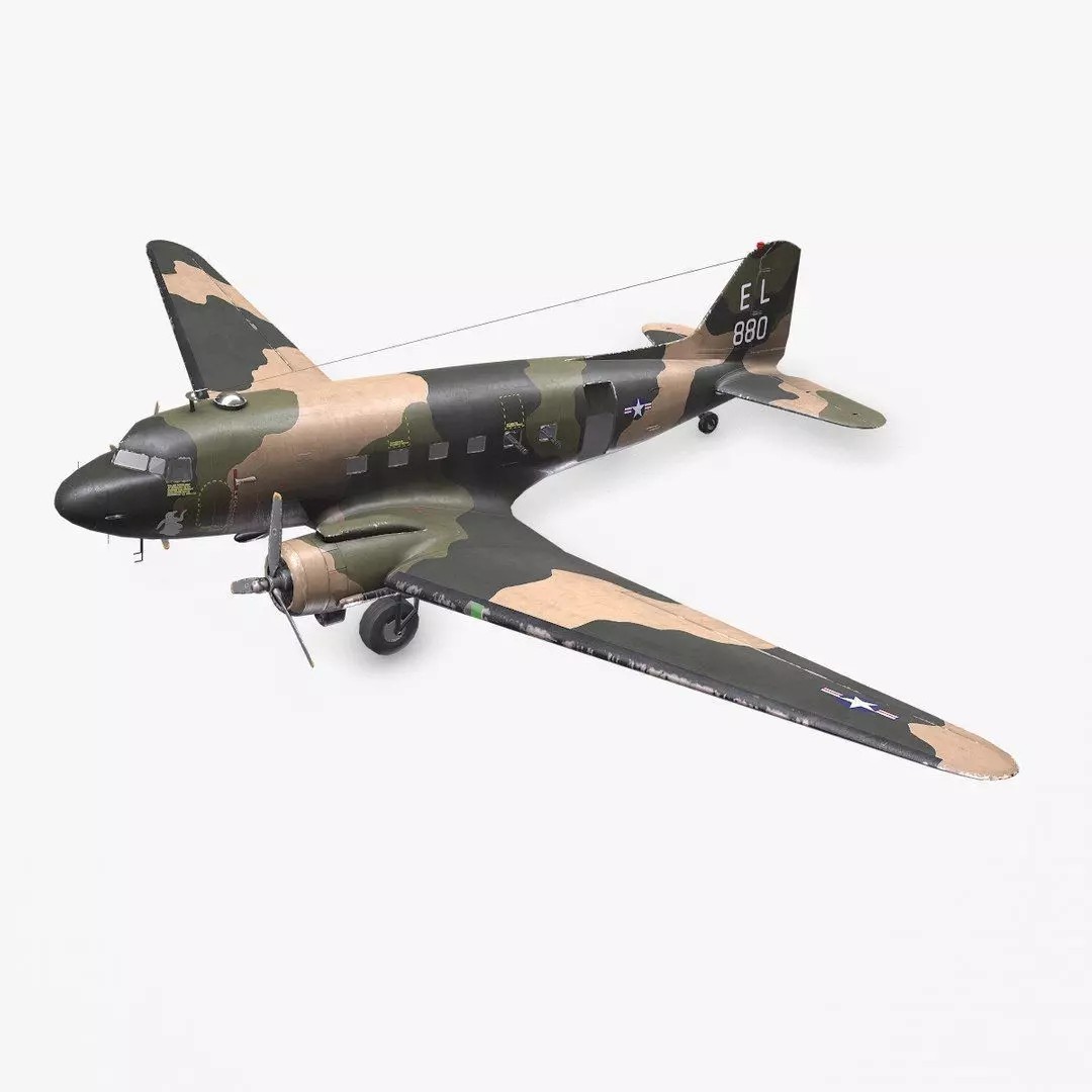 Douglas AC-47 Spooky Gunship - Low-Poly Game-Ready 3D Model - View 2